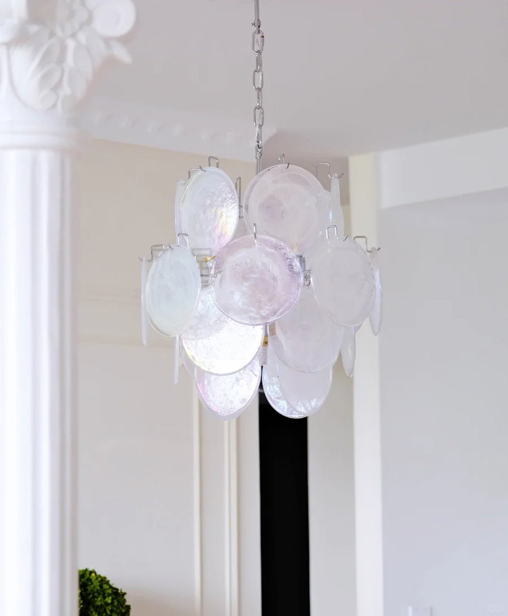 Aurora Chandelier Apricot Murano Glass Disc Layered Artistic - Letslighting