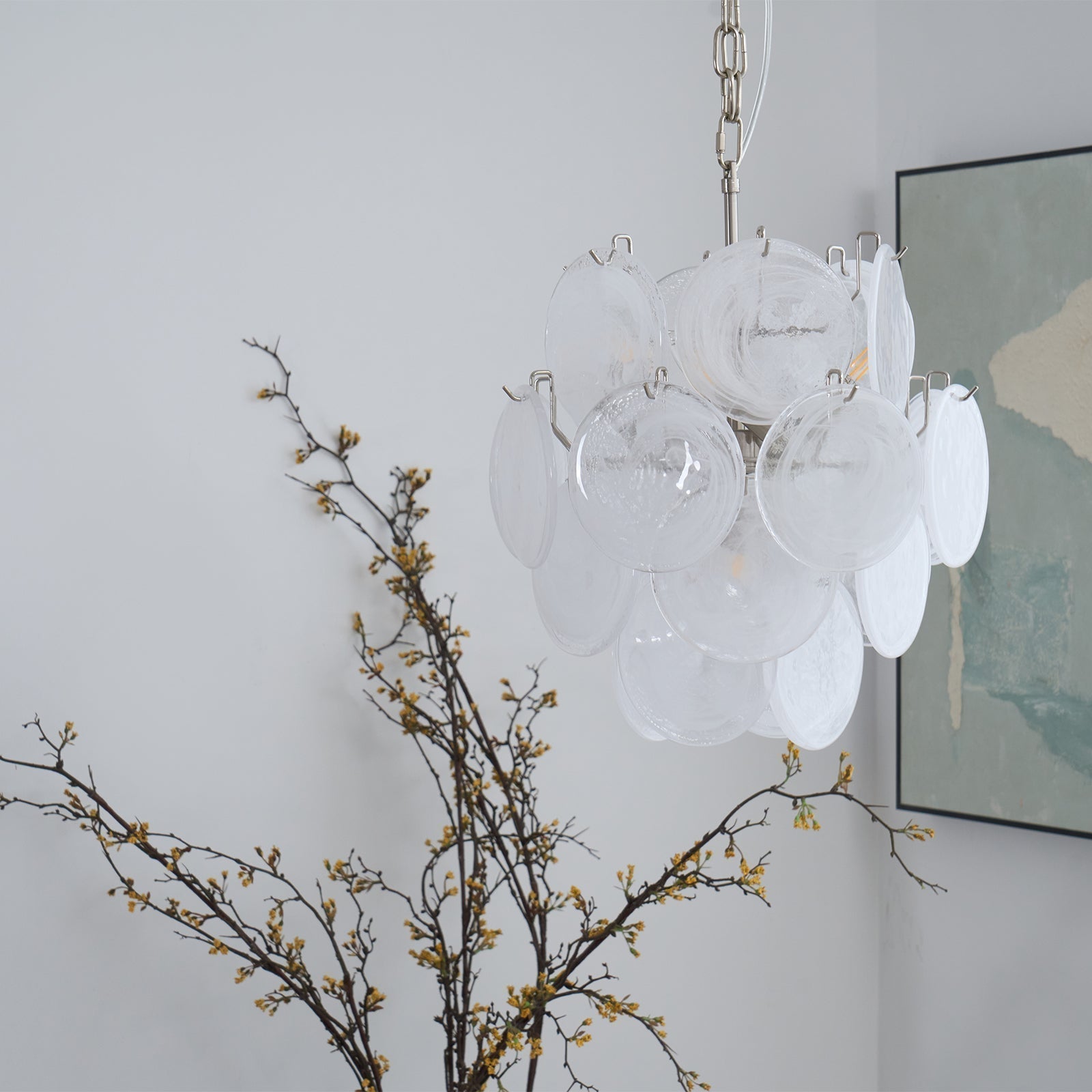 Aurora Chandelier Apricot Murano Glass Disc Layered Artistic - Letslighting