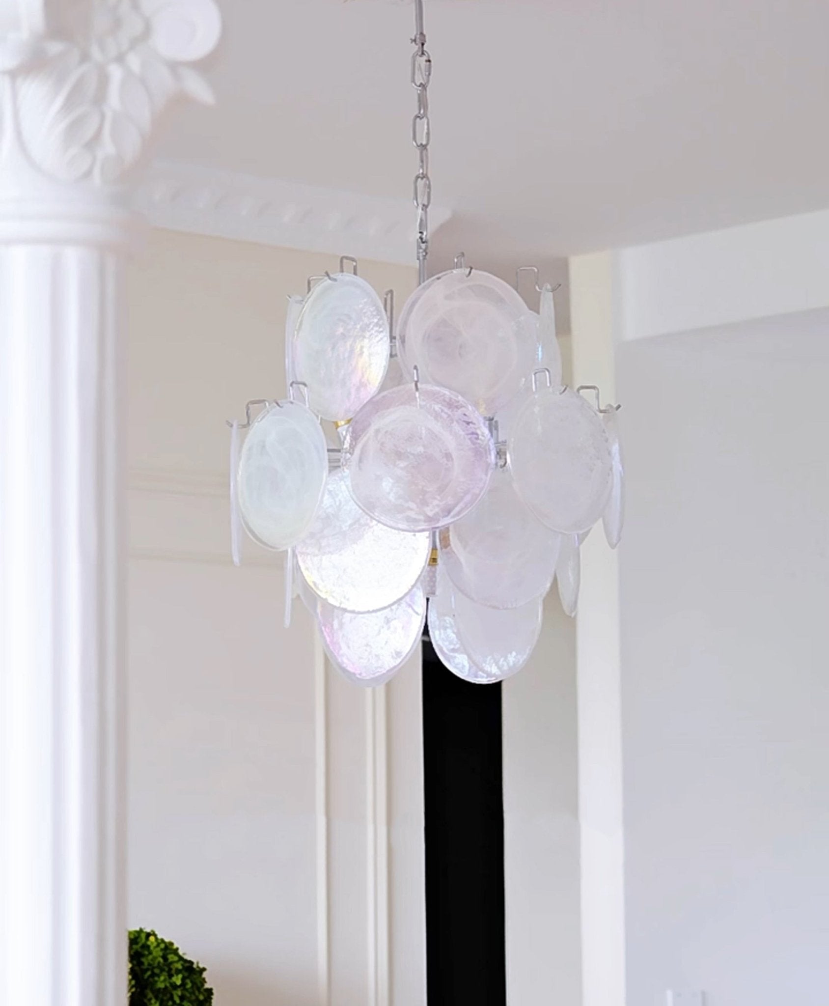 Aurora Chandelier Apricot Murano Glass Disc Layered Artistic - Letslighting