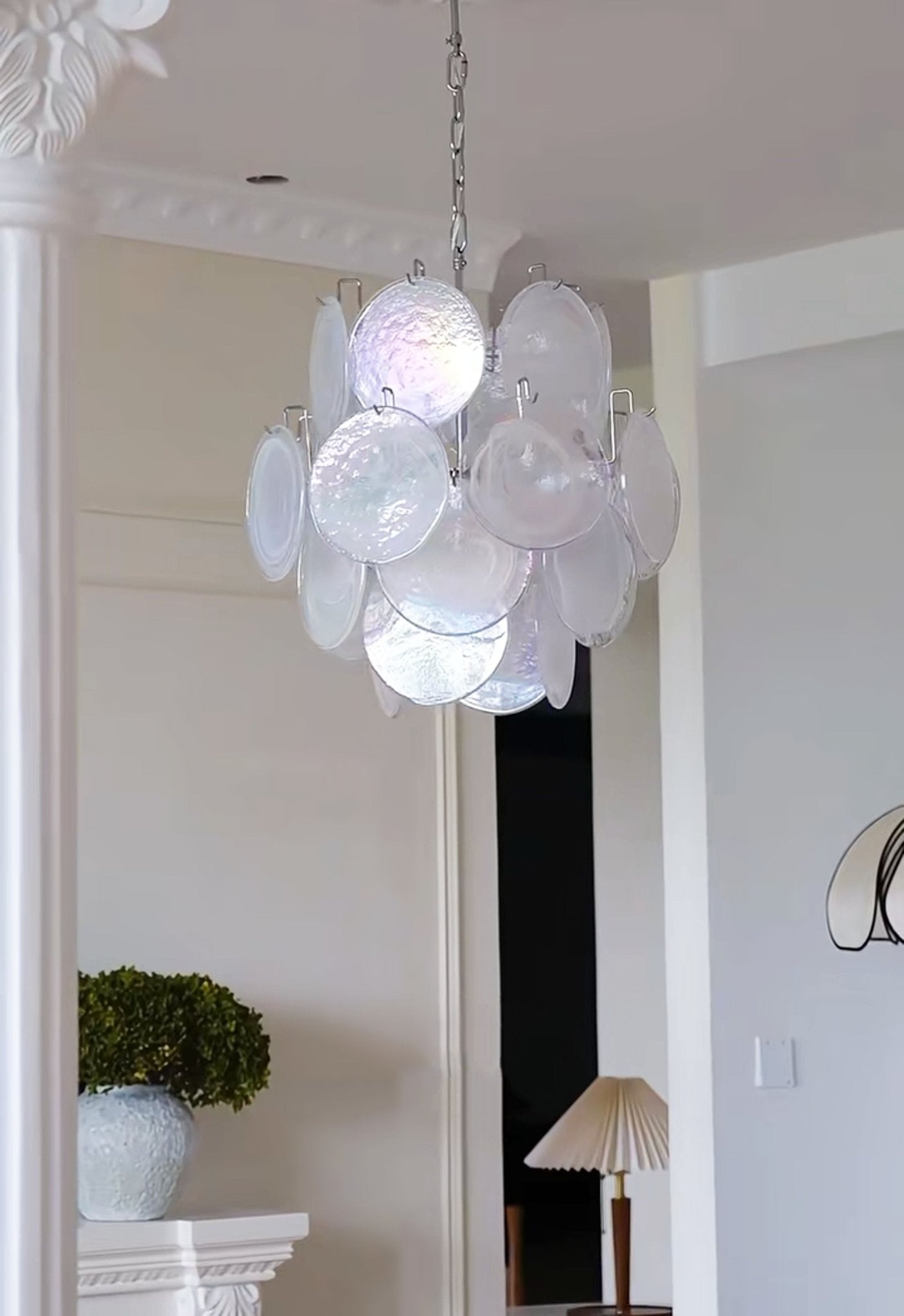 Aurora Chandelier Apricot Murano Glass Disc Layered Artistic - Letslighting