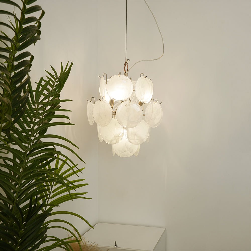 Aurora Chandelier Apricot Murano Glass Disc Layered Artistic - Letslighting