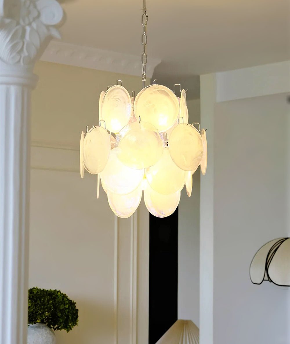 Aurora Chandelier Apricot Murano Glass Disc Layered Artistic - Letslighting