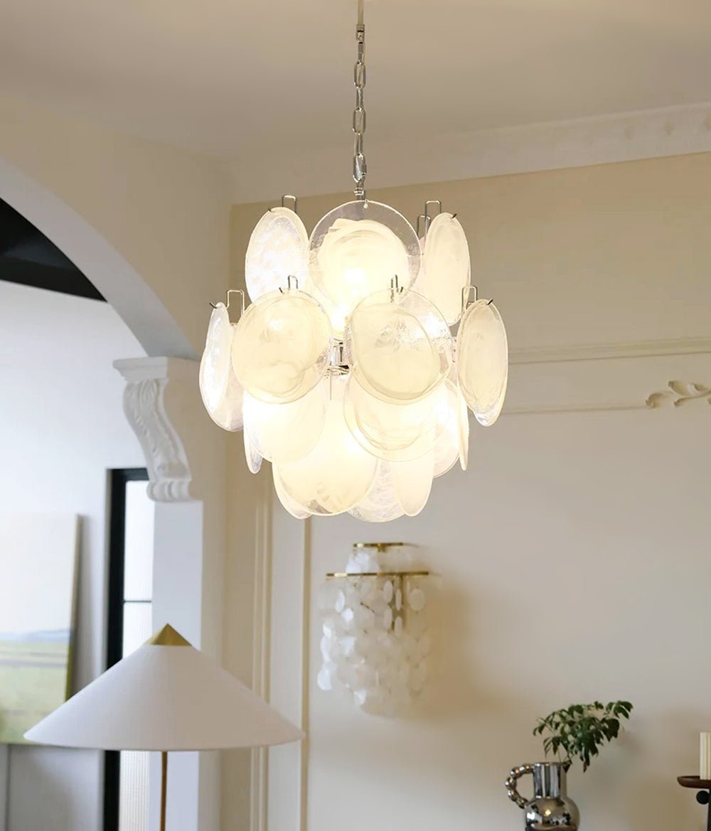 Aurora Chandelier Apricot Murano Glass Disc Layered Artistic - Letslighting