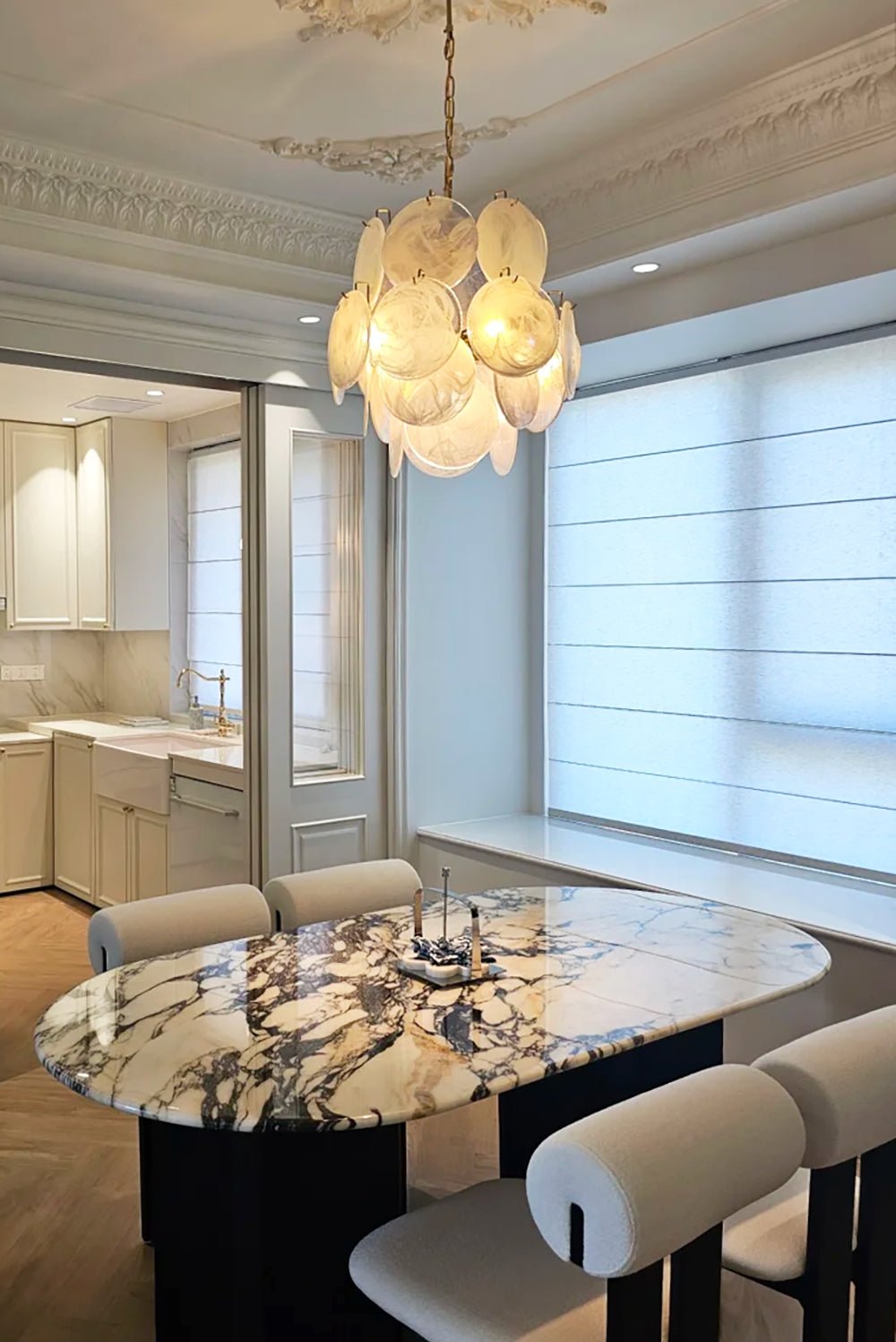 Aurora Chandelier Apricot Murano Glass Disc Layered Artistic - Letslighting