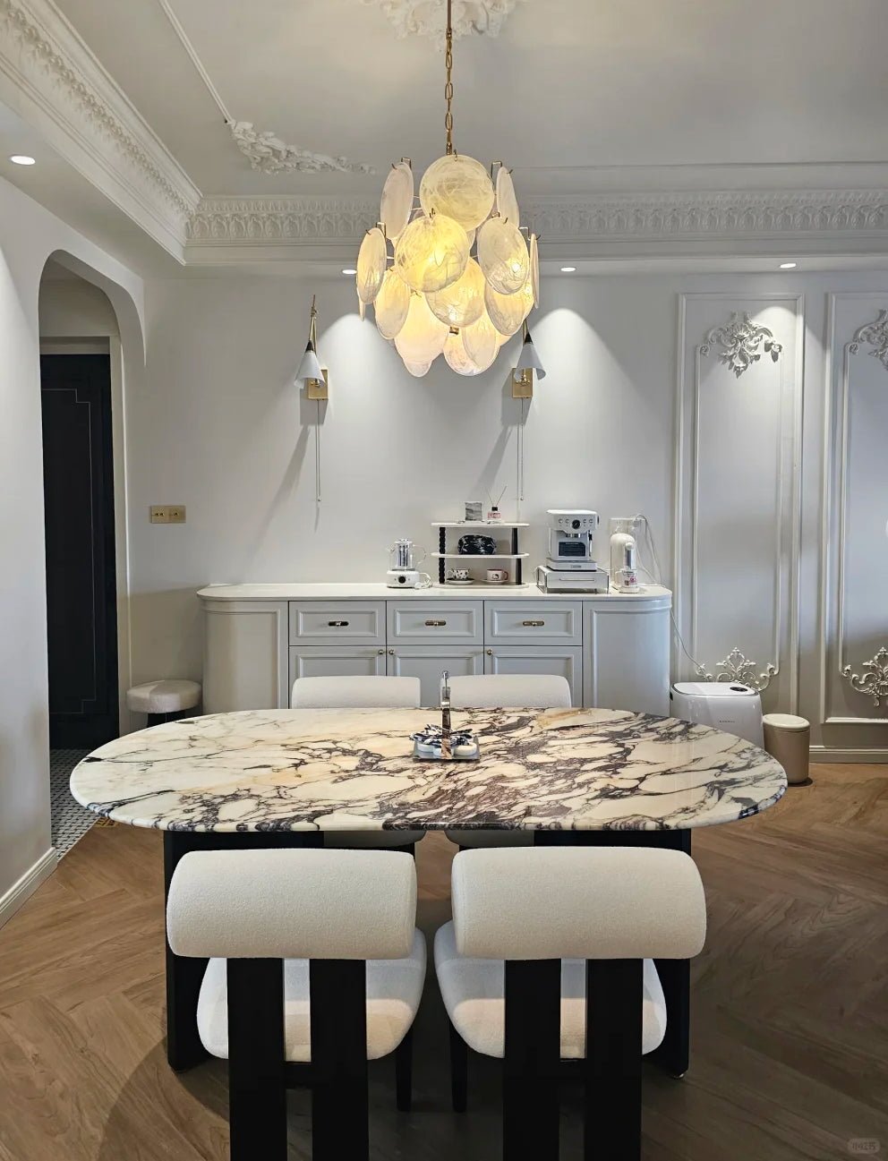 Aurora Chandelier Apricot Murano Glass Disc Layered Artistic - Letslighting