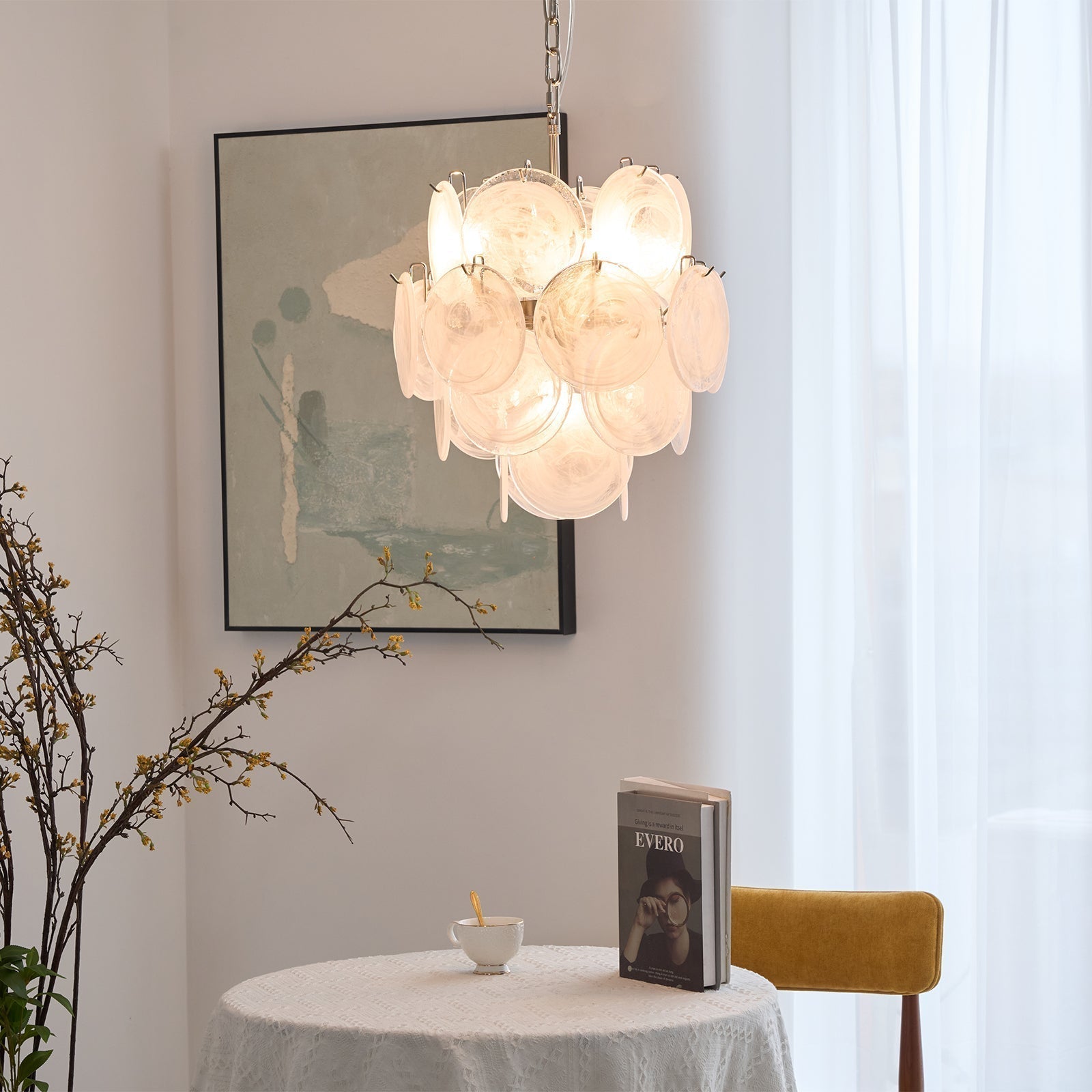 Aurora Chandelier Apricot Murano Glass Disc Layered Artistic - Letslighting