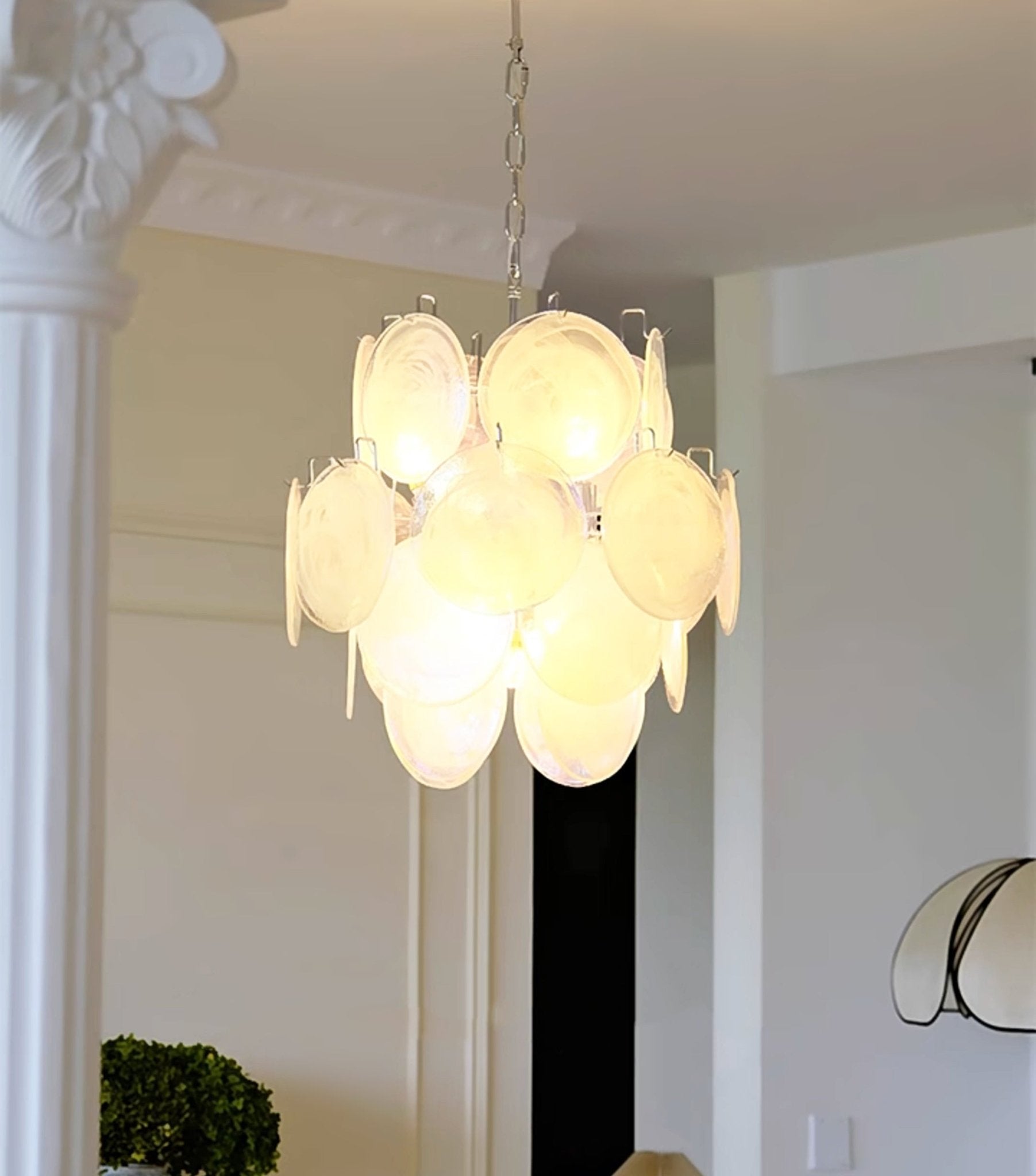 Aurora Chandelier Apricot Murano Glass Disc Layered Artistic - Letslighting