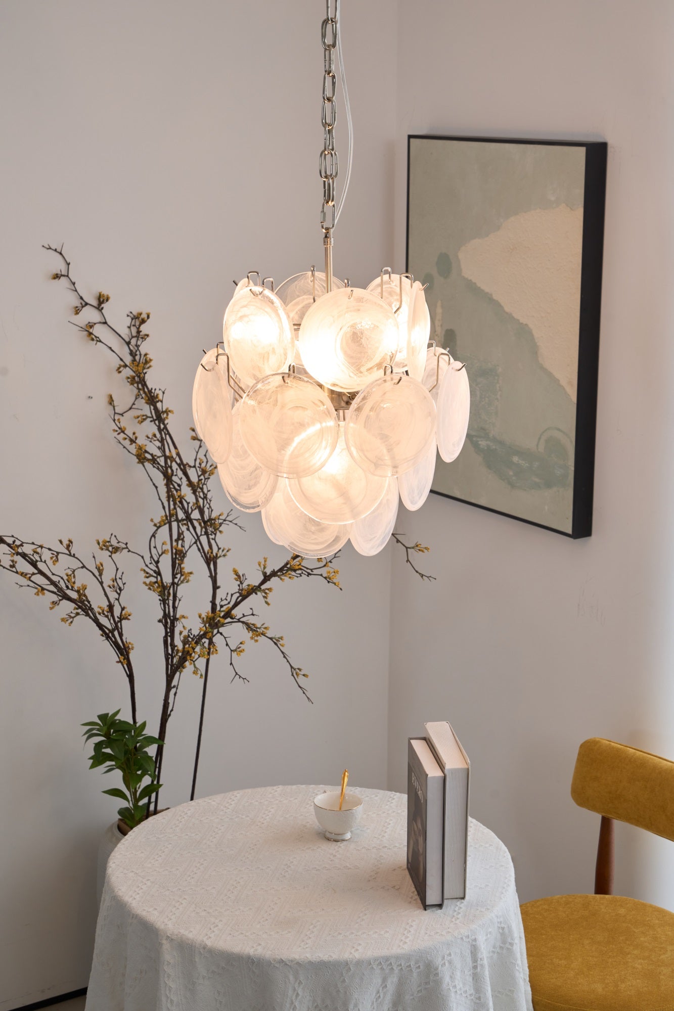 Aurora Chandelier Apricot Murano Glass Disc Layered Artistic - Letslighting