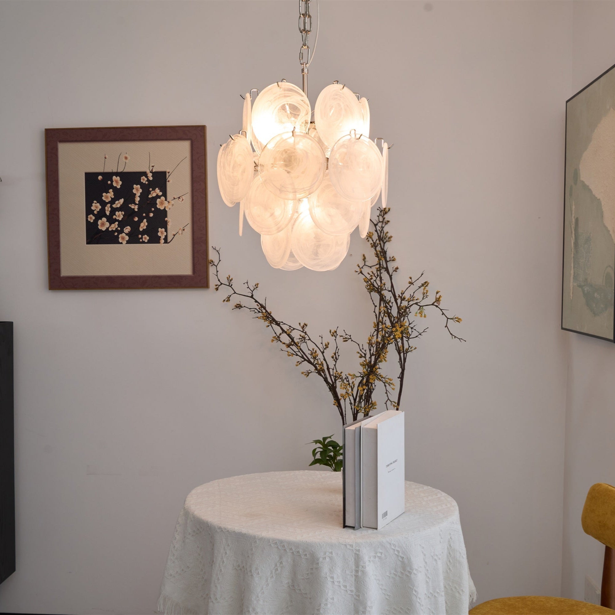 Aurora Chandelier Apricot Murano Glass Disc Layered Artistic - Letslighting
