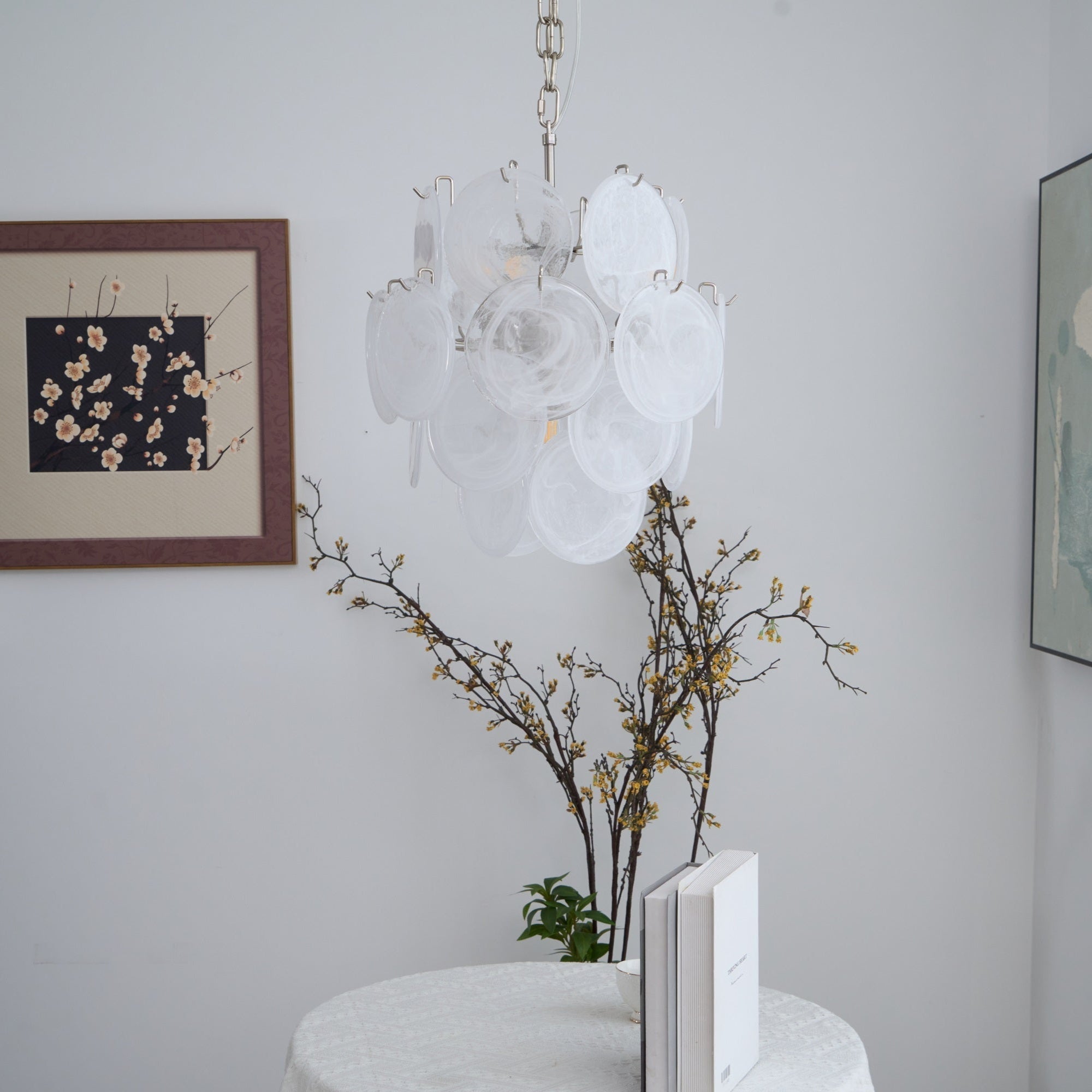 Aurora Chandelier Apricot Murano Glass Disc Layered Artistic - Letslighting