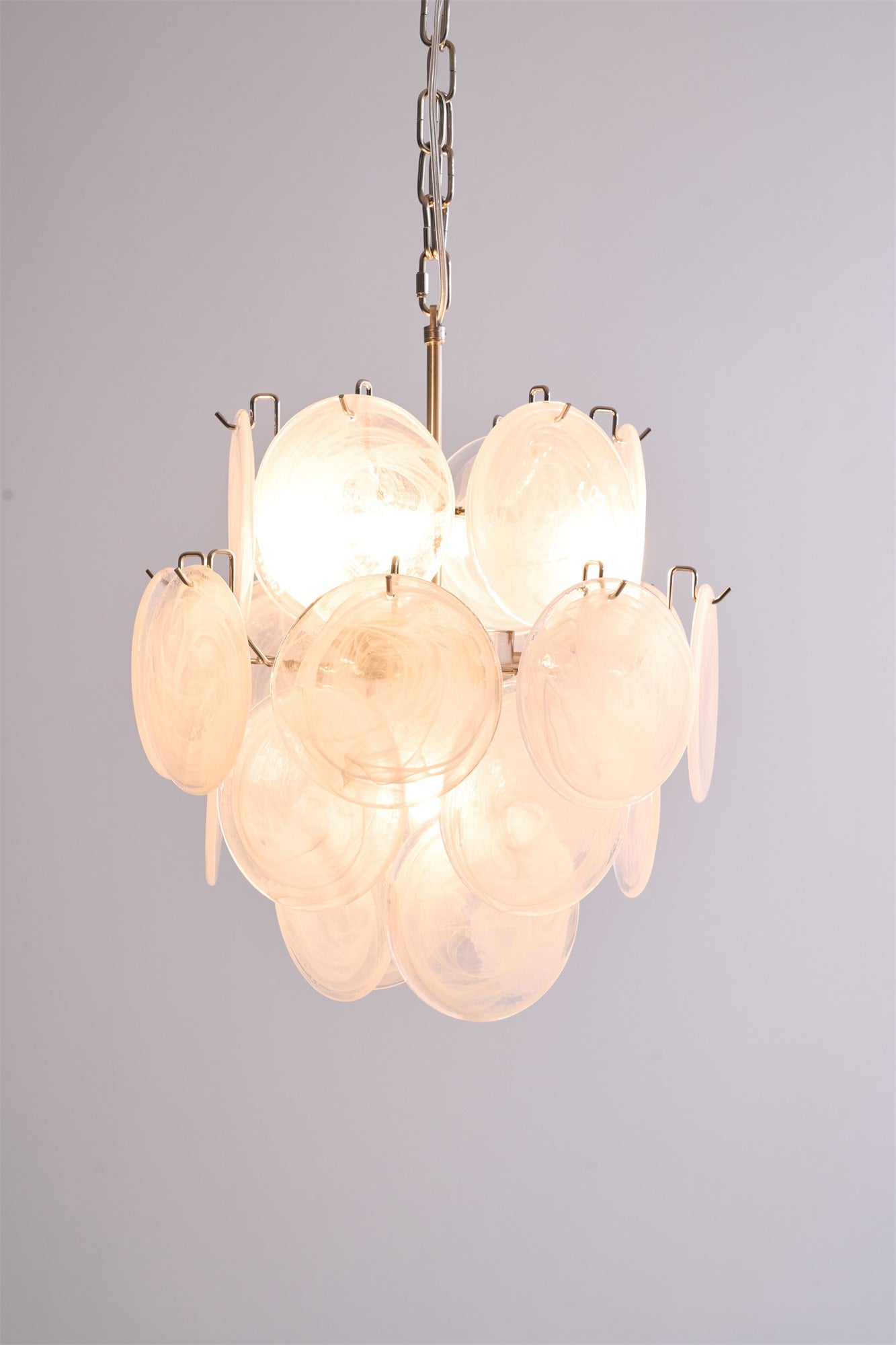 Aurora Chandelier Apricot Murano Glass Disc Layered Artistic - Letslighting