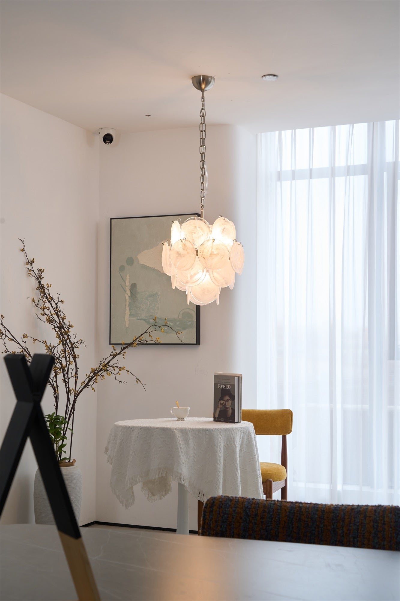 Aurora Chandelier Apricot Murano Glass Disc Layered Artistic - Letslighting