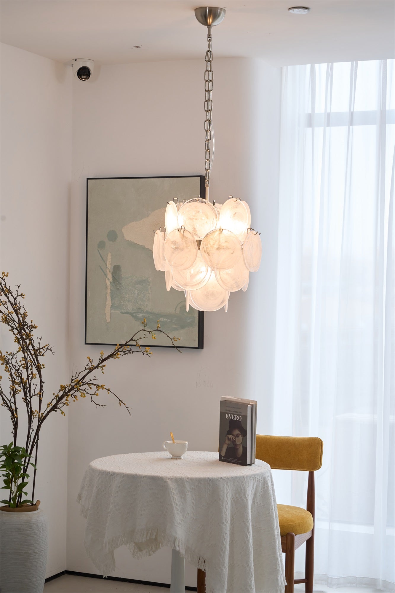 Aurora Chandelier Apricot Murano Glass Disc Layered Artistic - Letslighting