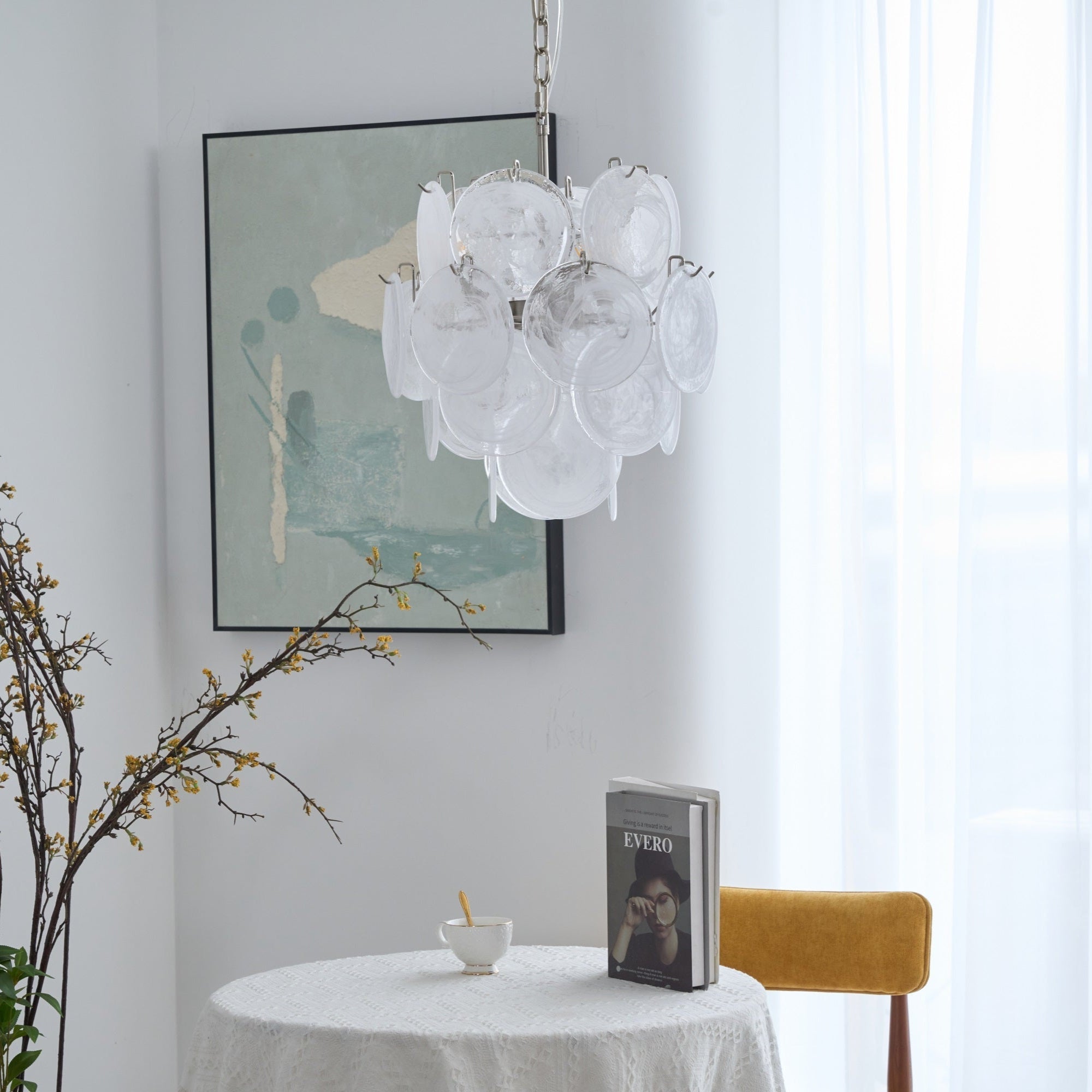Aurora Chandelier Apricot Murano Glass Disc Layered Artistic - Letslighting