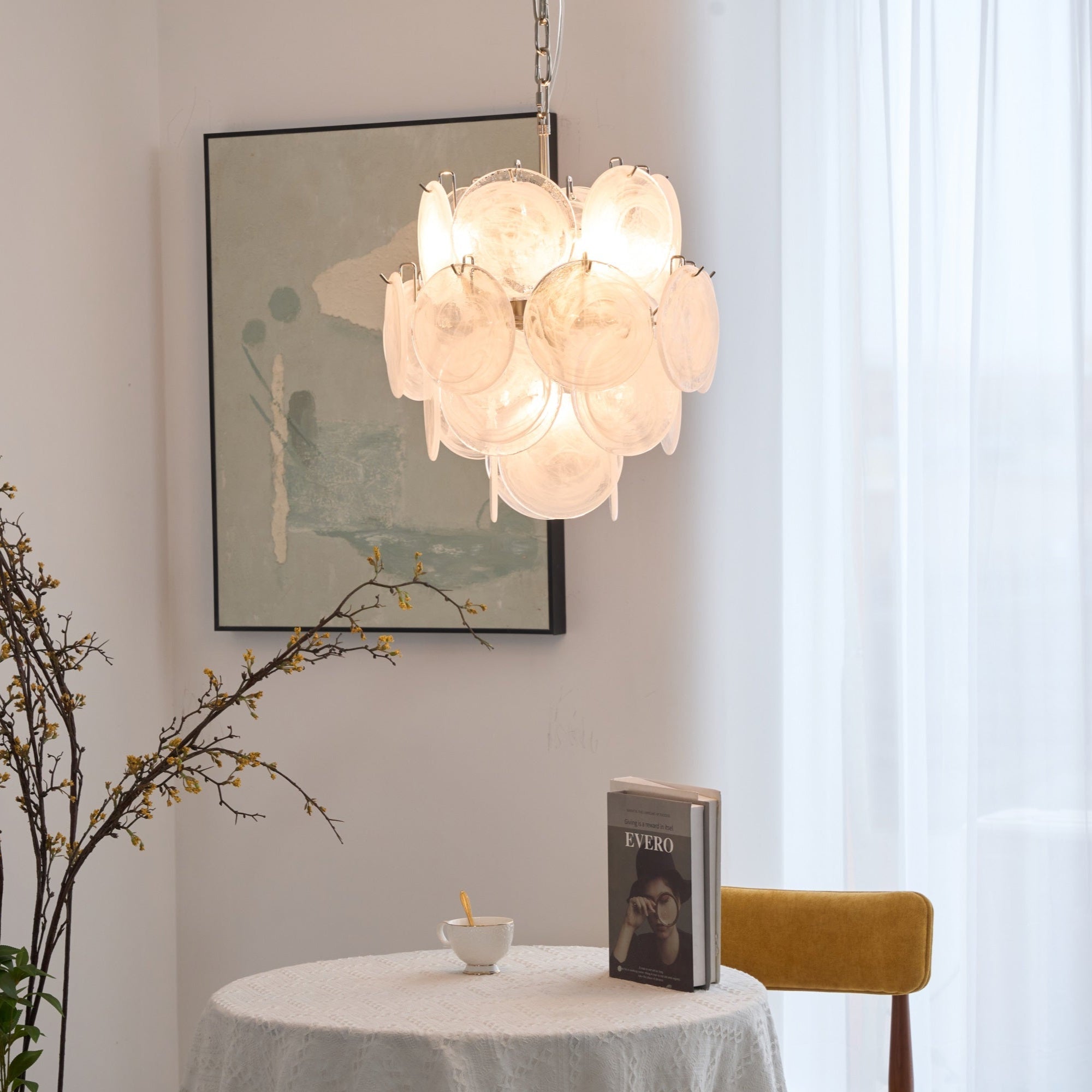 Aurora Chandelier Apricot Murano Glass Disc Layered Artistic - Letslighting