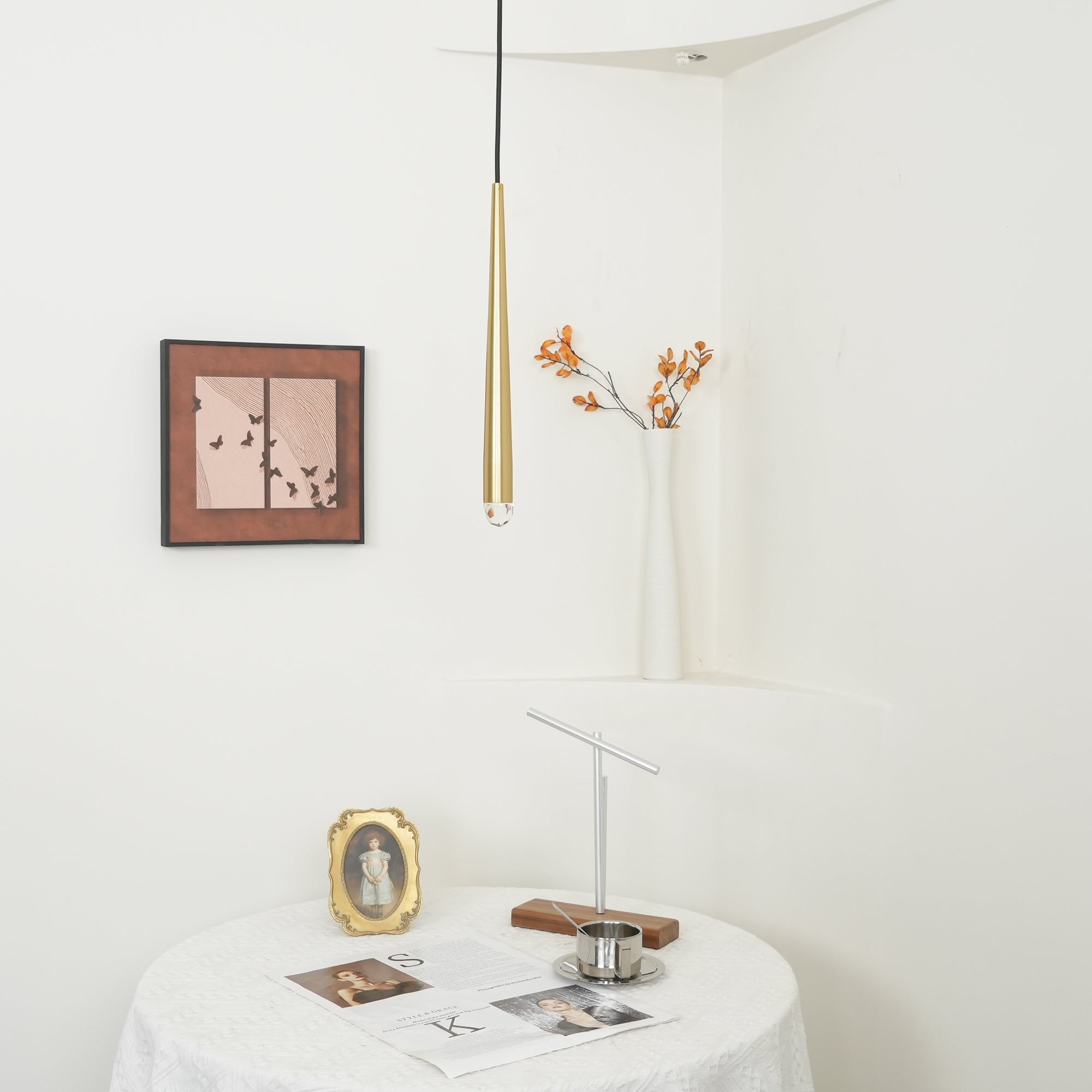 Zenith Chandelier Minimaliste Cristal Laiton - Neutralighting