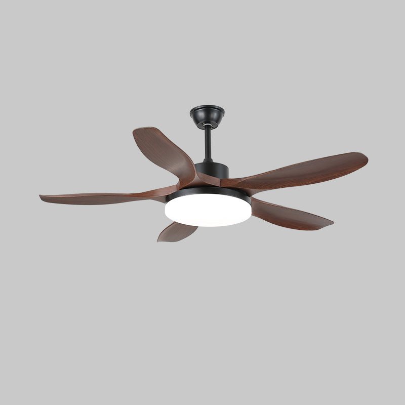 Plafonnier ventilateur Arysen minimaliste en bois, finition grain de bois Noyer