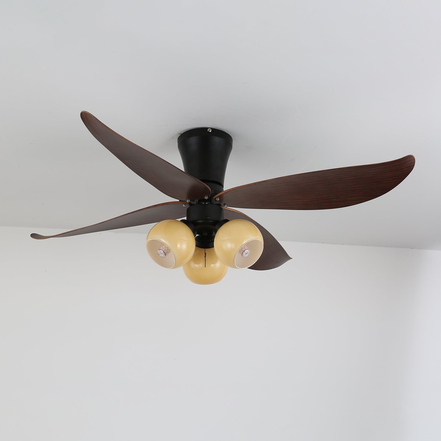 Plafonnier Ventilateur Lunair Vintage en Bois et Verre