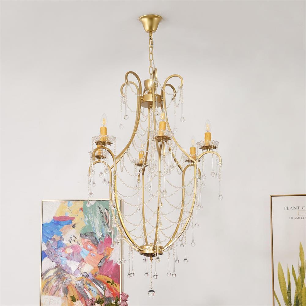 Qvistuvyo Individual Creativity Metal Glass Chandelier - Lamp Copper