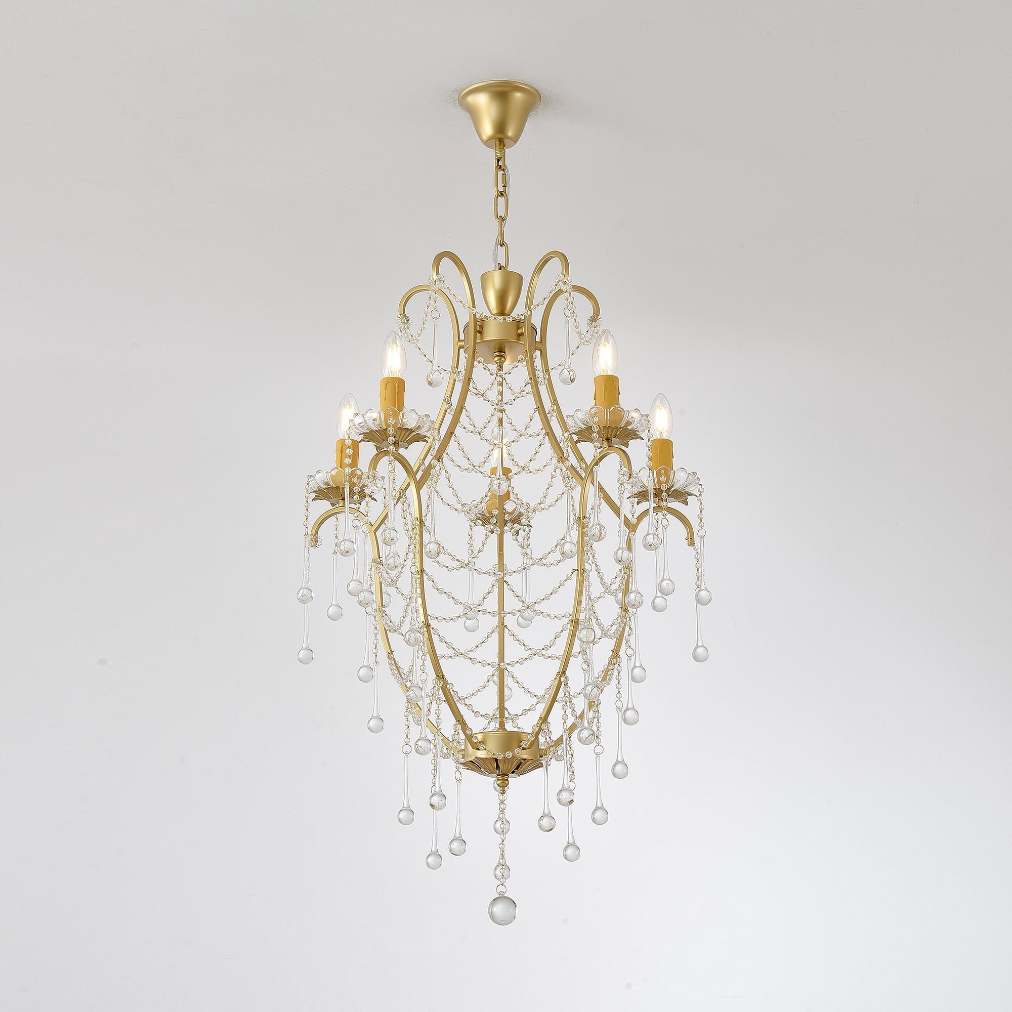 Qvistuvyo Individual Creativity Metal Glass Chandelier - Lamp Copper