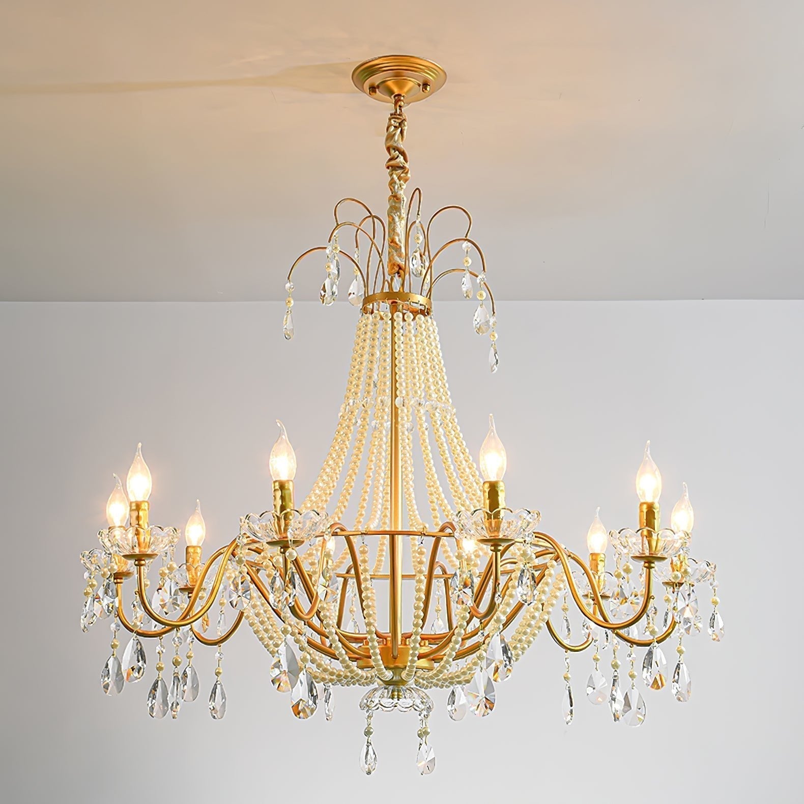 Eurvaros Vintage Crystal Brass Chandelier - Blowlighting