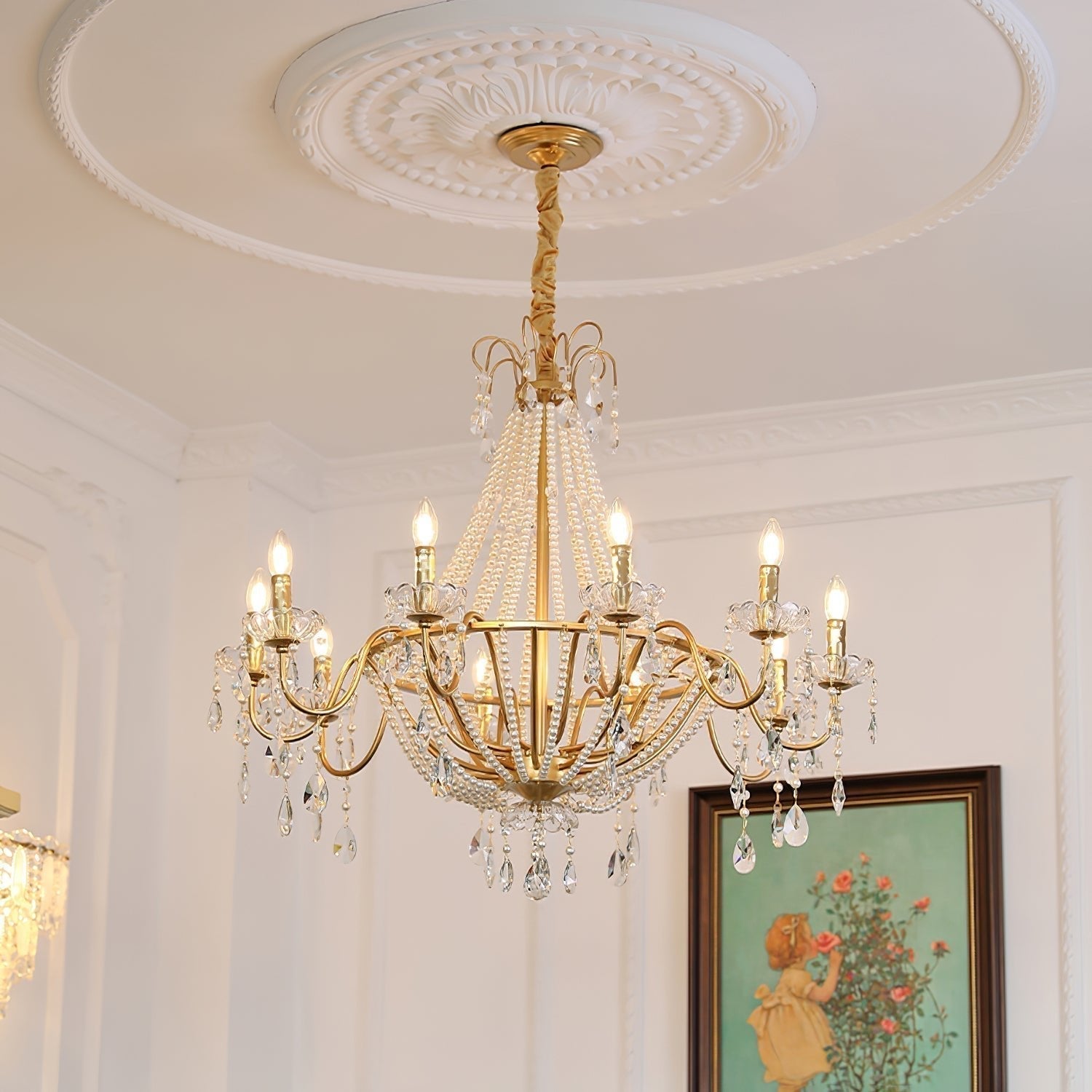 Eurvaros Vintage Crystal Brass Chandelier - Blowlighting
