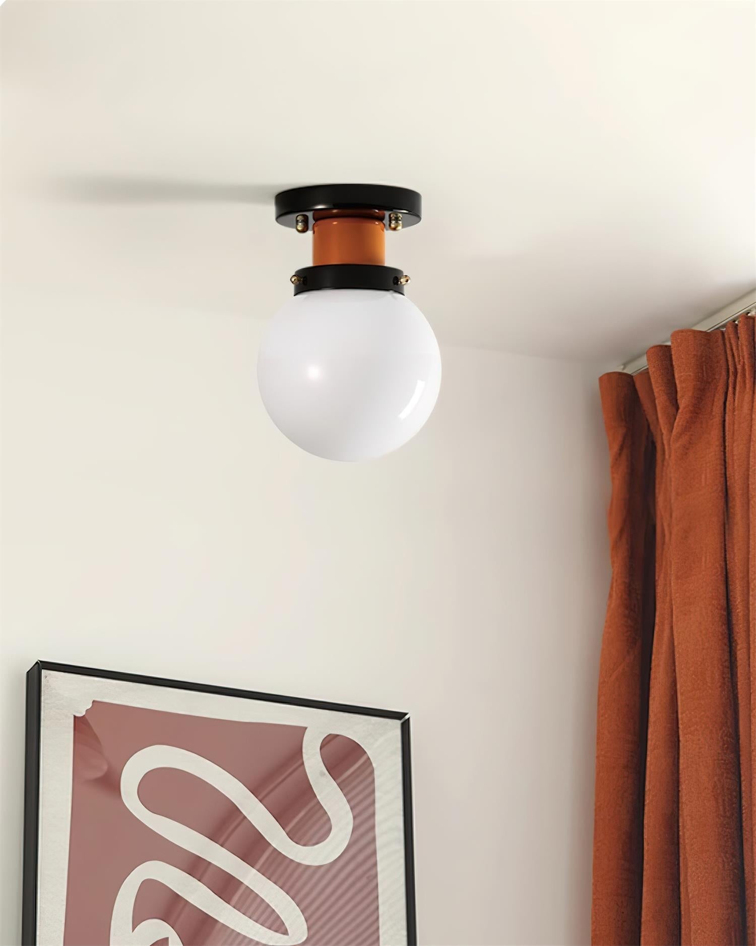 Aria Ceiling Light Spherical Glass Orange Black - Letslighting