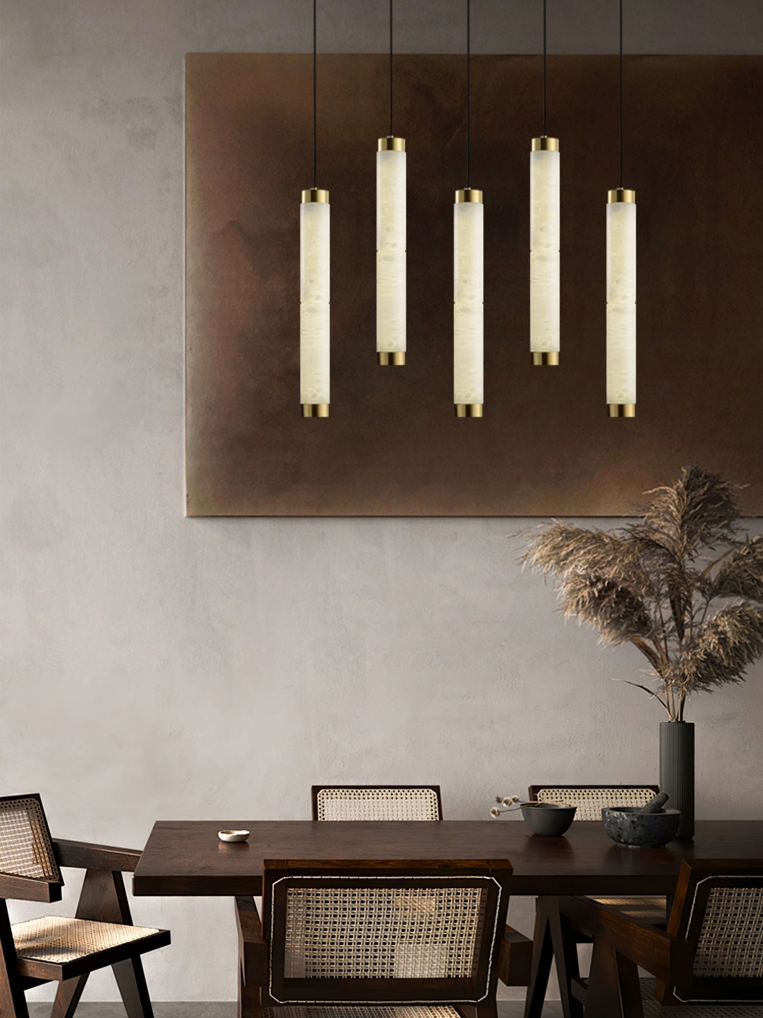 Lira Cylindrical Alabaster Pendant Light - Letslighting