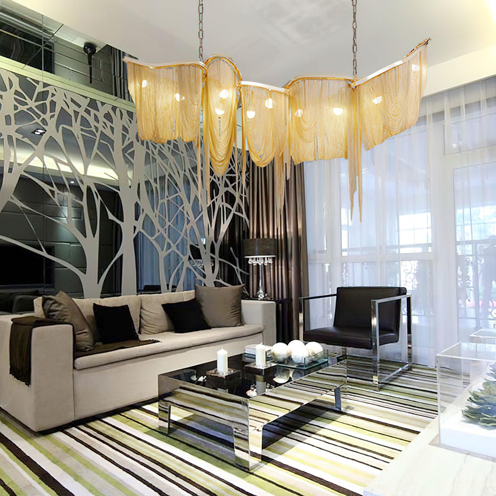 Solara Chandelier Franges Dorées - Neutralighting