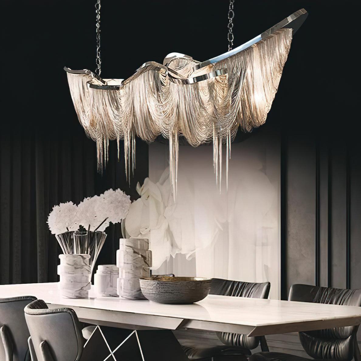Solara Chandelier Franges Dorées - Neutralighting