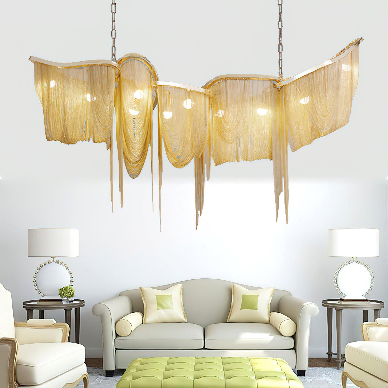 Solara Chandelier Franges Dorées - Neutralighting