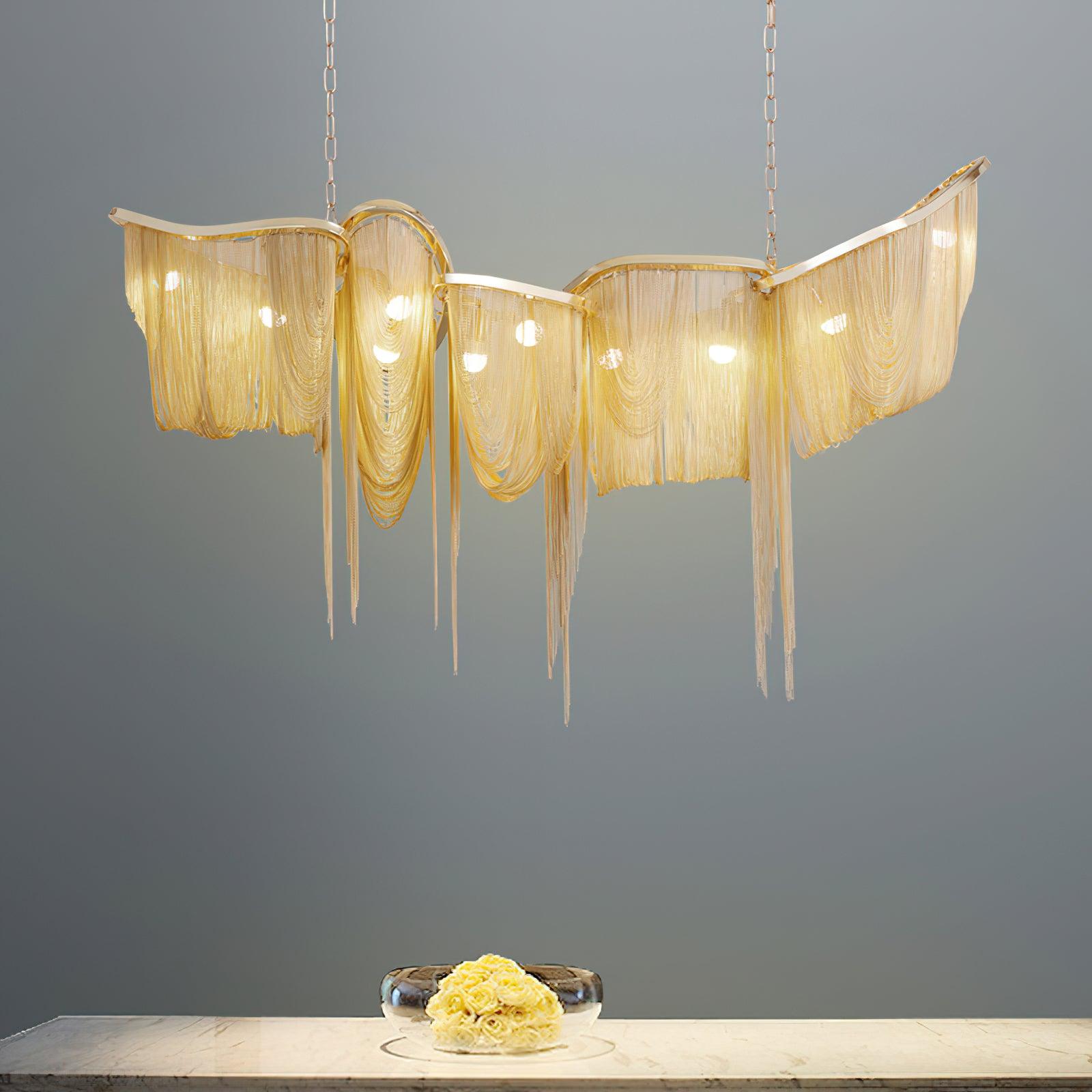 Solara Chandelier Franges Dorées - Neutralighting