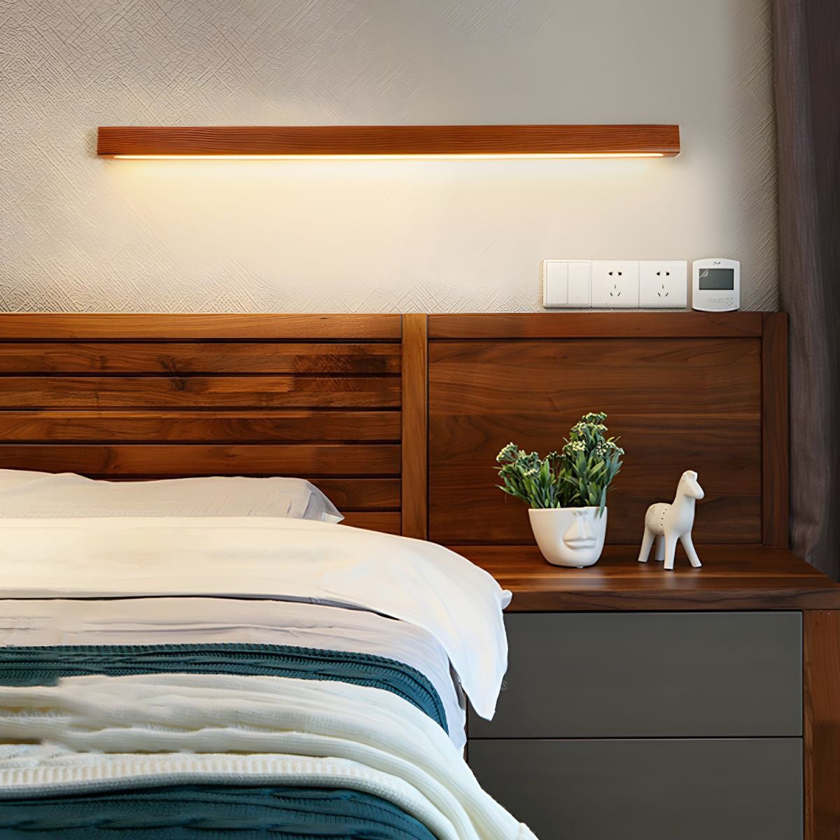 Lustra Applique Murale Linéaire Bois et LED Design Minimaliste - Neutralighting