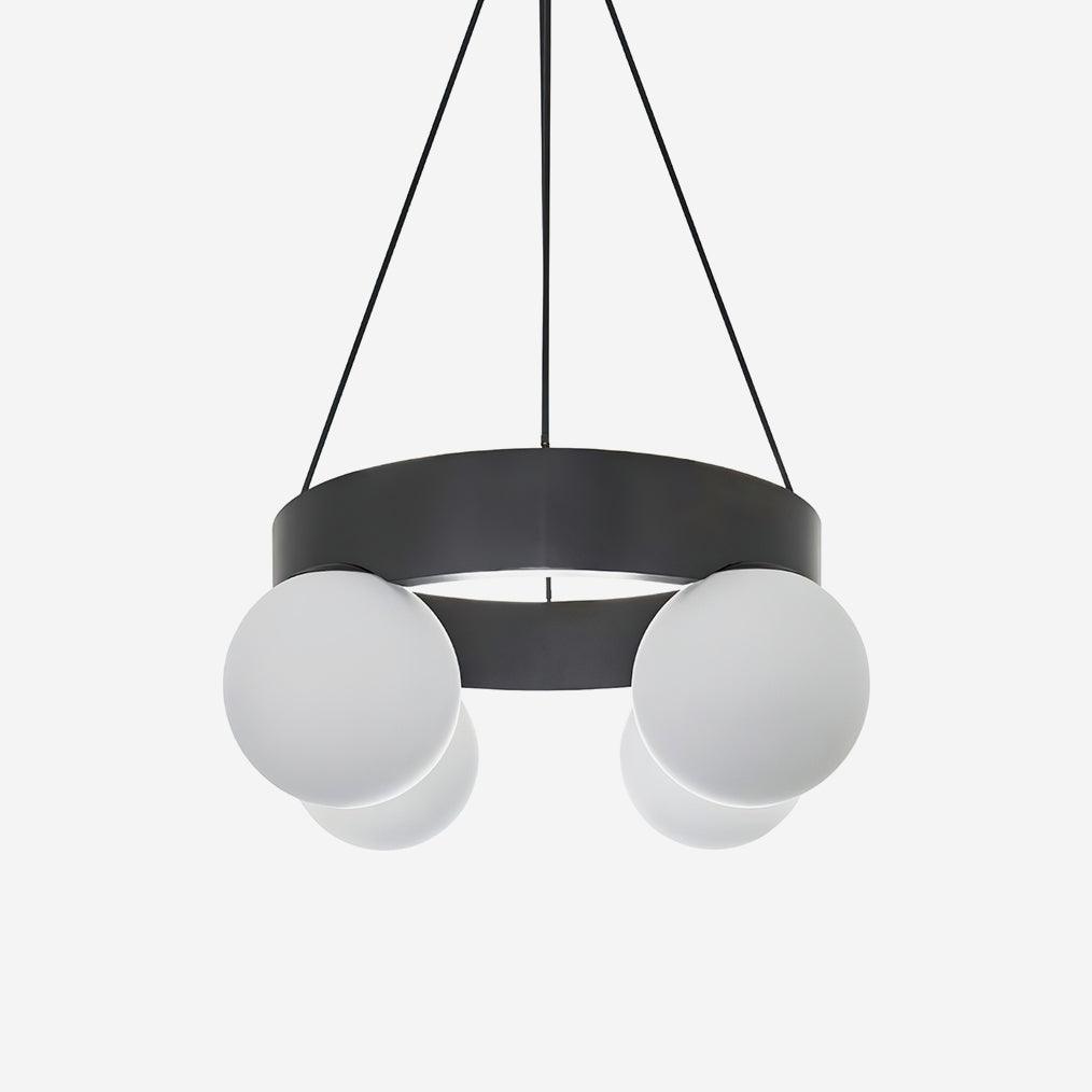Asterios Lustre Anneau Noir Abat-jours Sphériques - Neutralighting