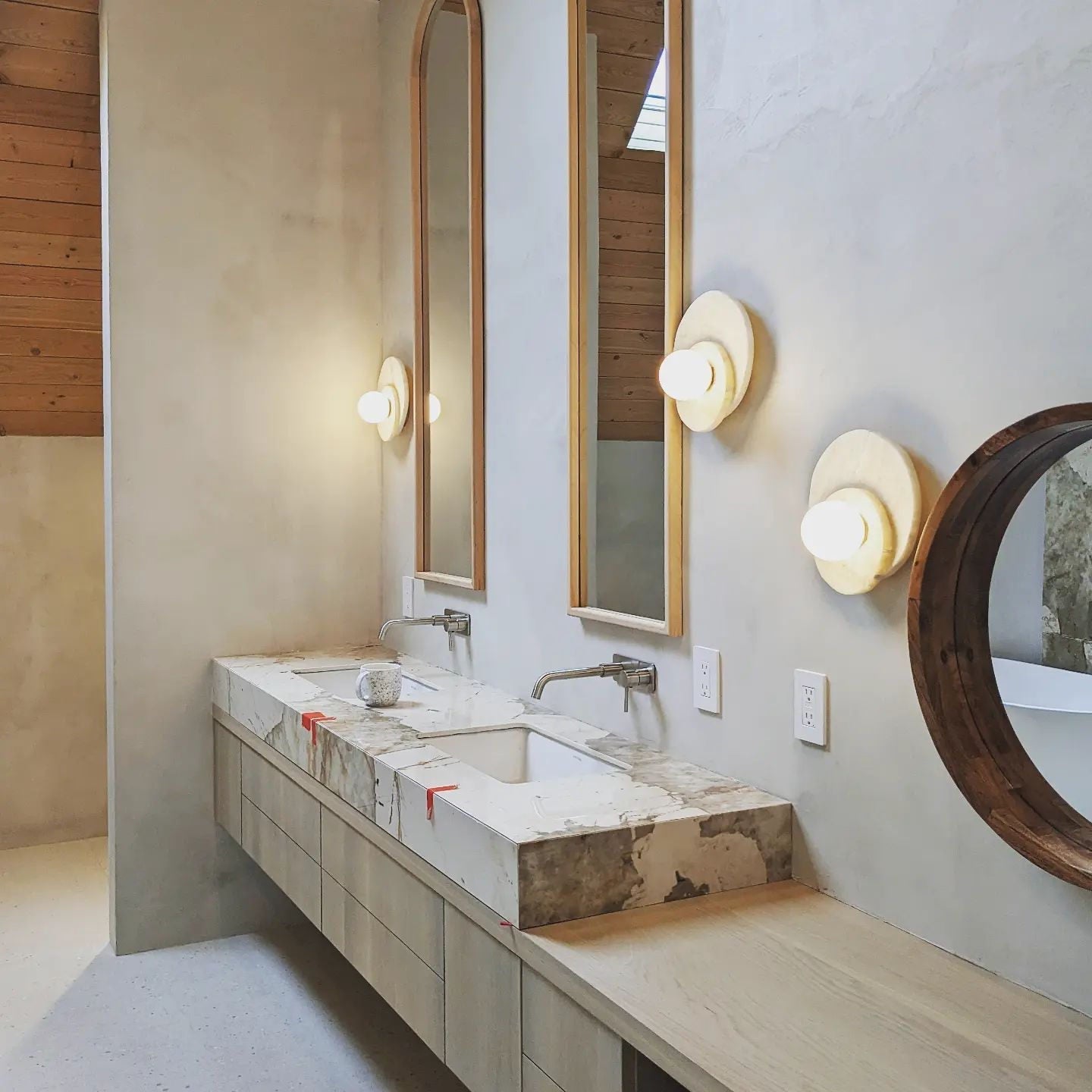 Astr Modern Minimalist Unique Stone Glass Wall Lamp - Lamp Copper