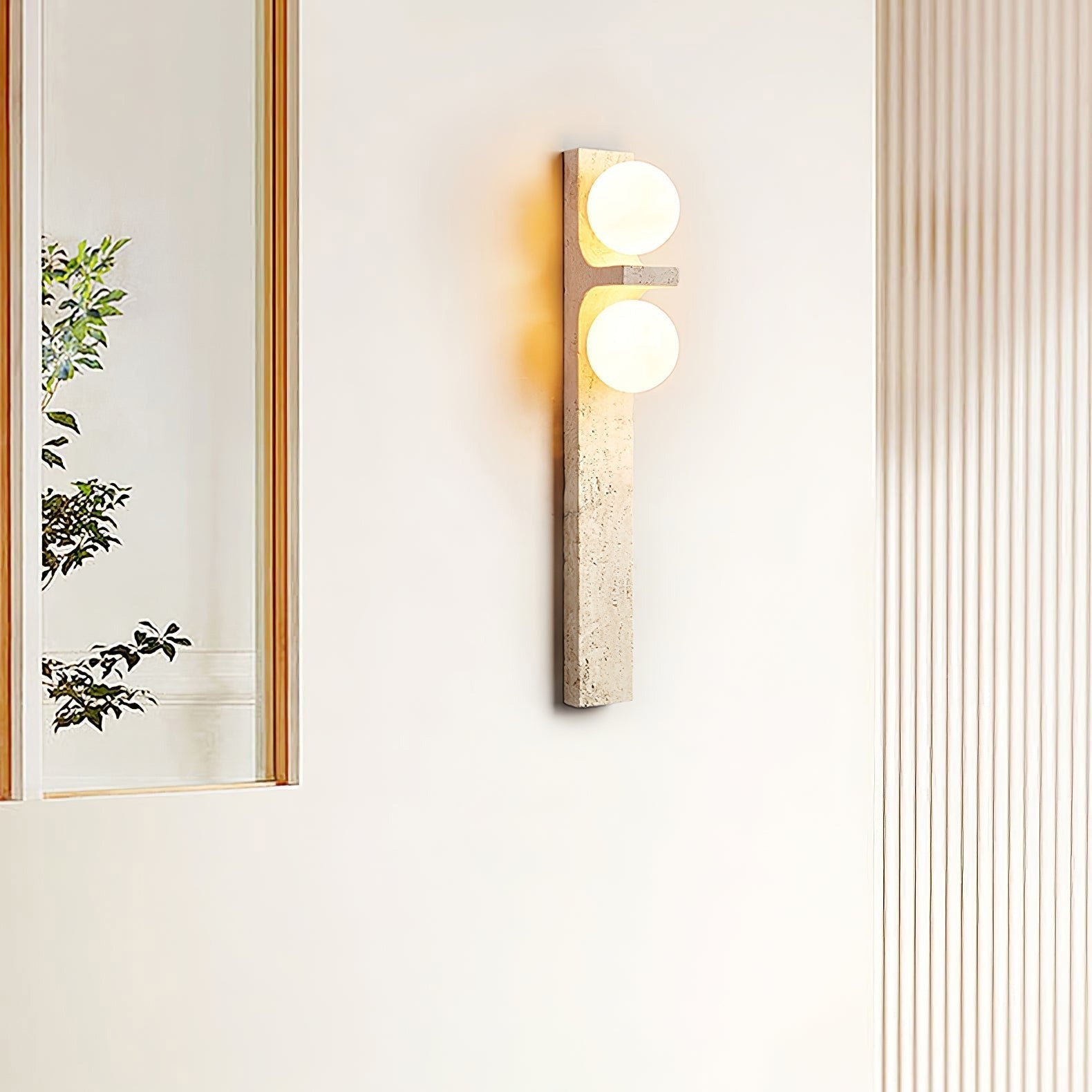 Eirikuvys Organic Modern Minimalist Travertine Wall Sconce - Lamp Copper