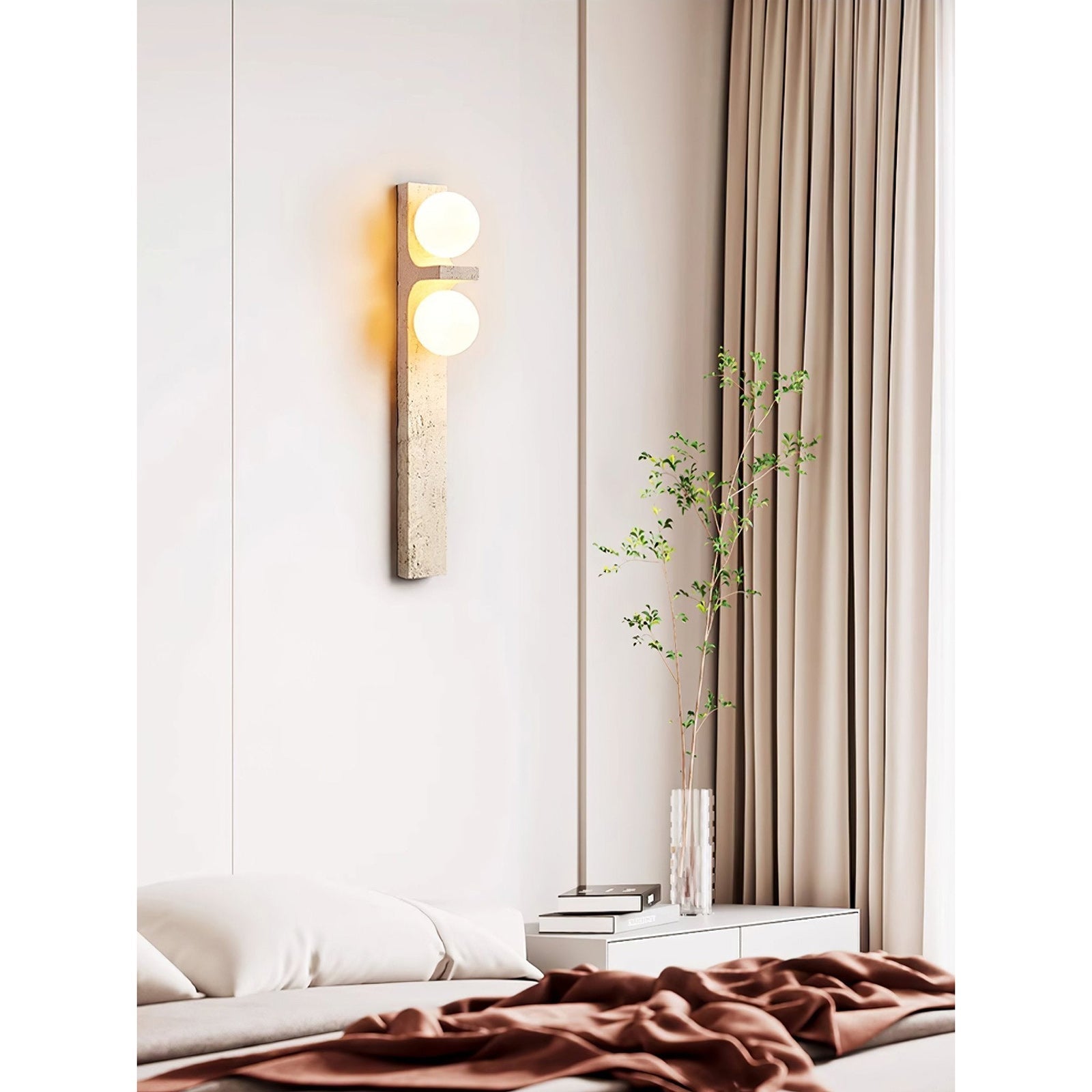 Eirikuvys Organic Modern Minimalist Travertine Wall Sconce - Lamp Copper