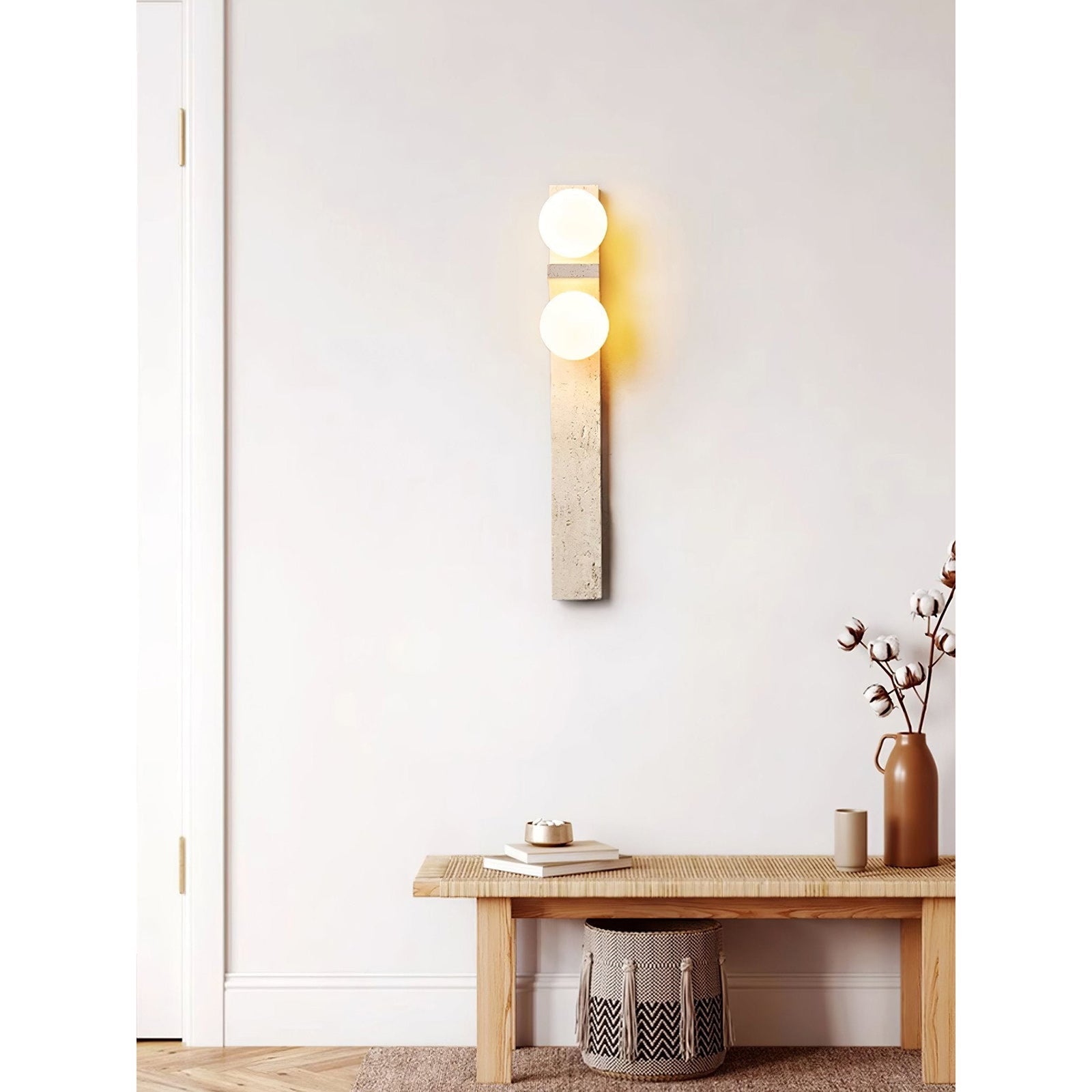 Eirikuvys Organic Modern Minimalist Travertine Wall Sconce - Lamp Copper