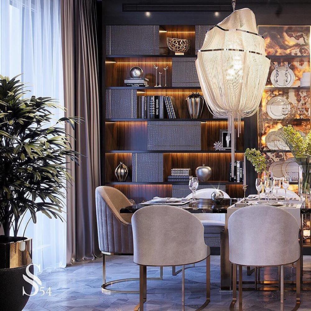 Lustra Chandelier en Chaînes d'Aluminium Nickel Scintillant - Neutralighting