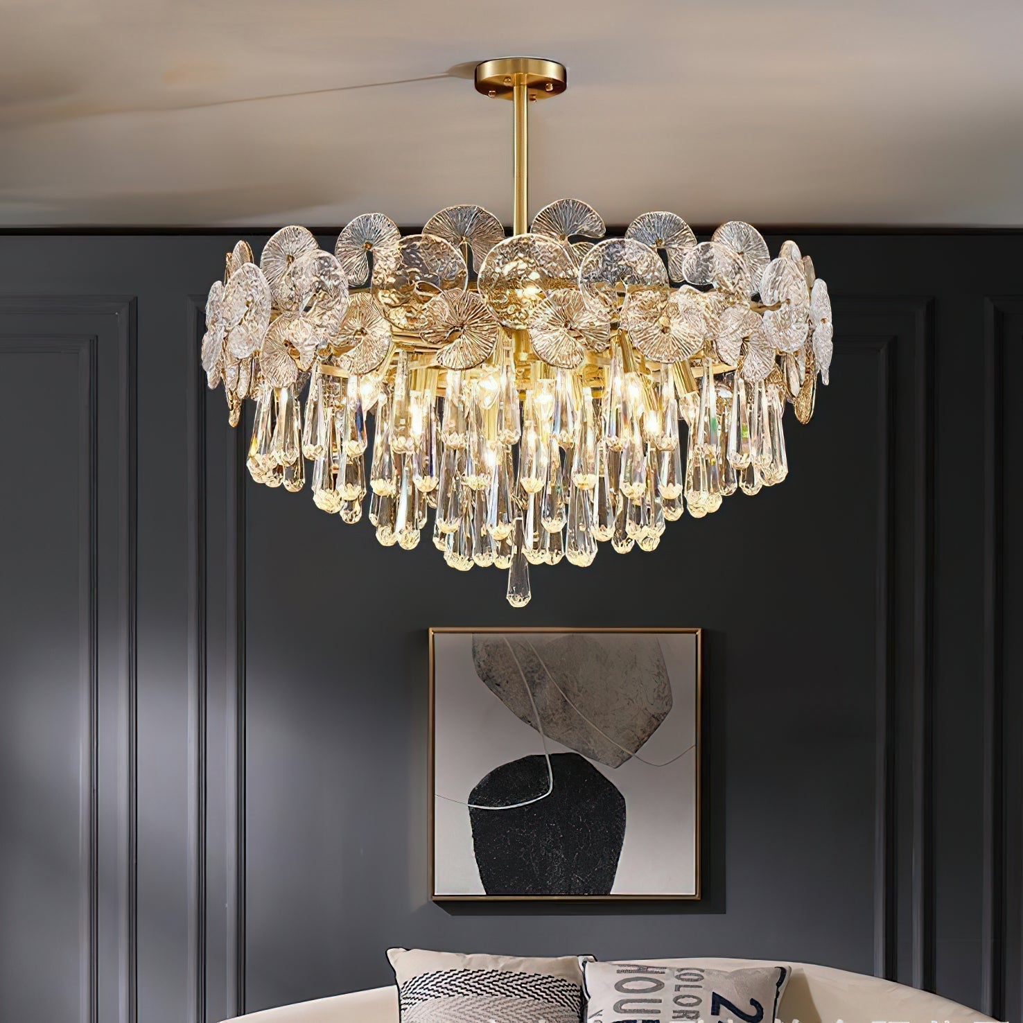 Caeluvyo Postmodern Luxury Elegance Crystal Chandelier - Lamp Copper