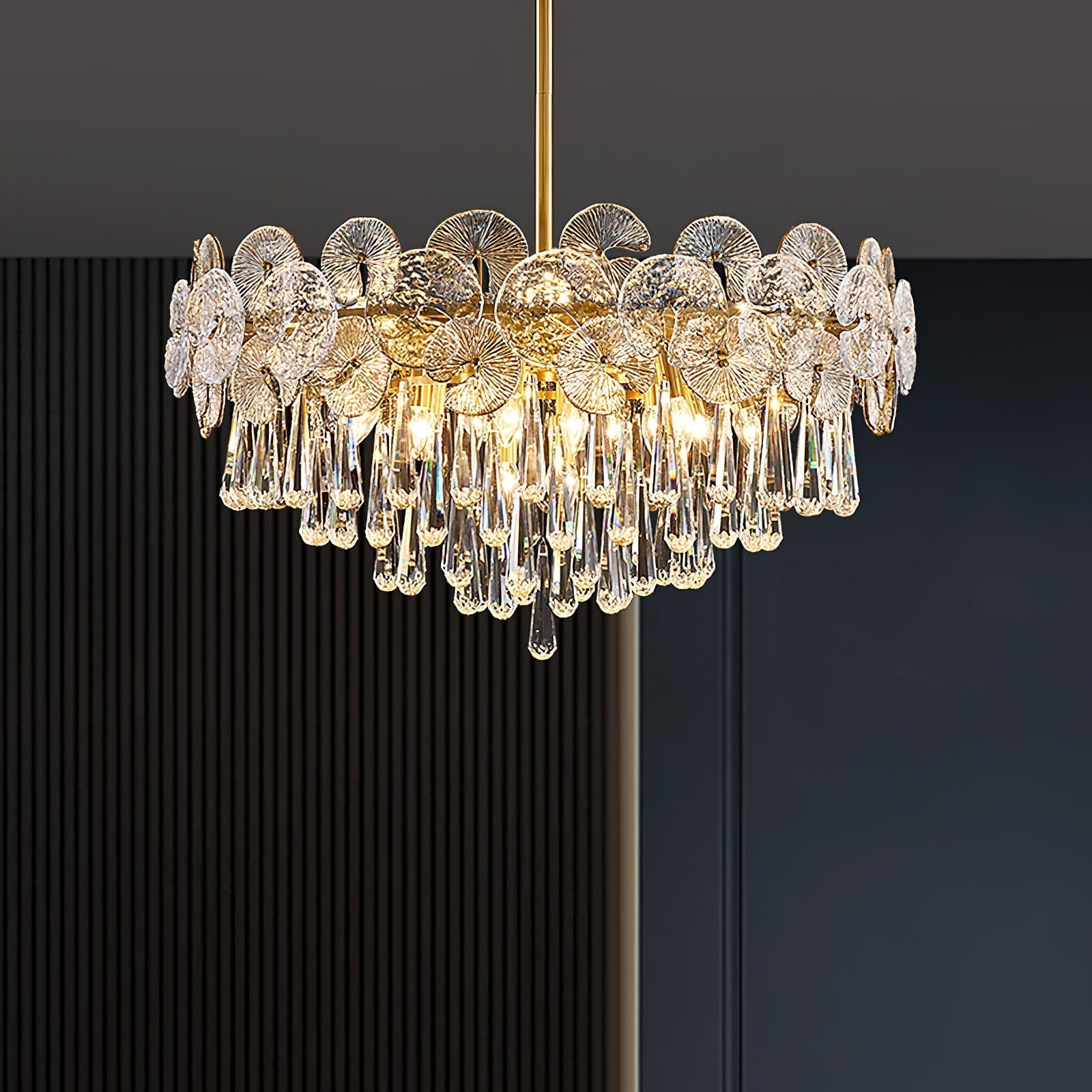 Caeluvyo Postmodern Luxury Elegance Crystal Chandelier - Lamp Copper