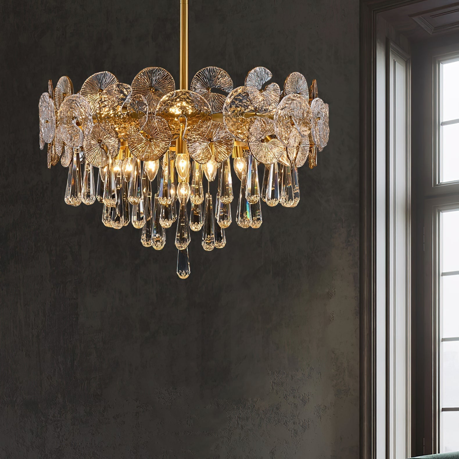 Caeluvyo Postmodern Luxury Elegance Crystal Chandelier - Lamp Copper