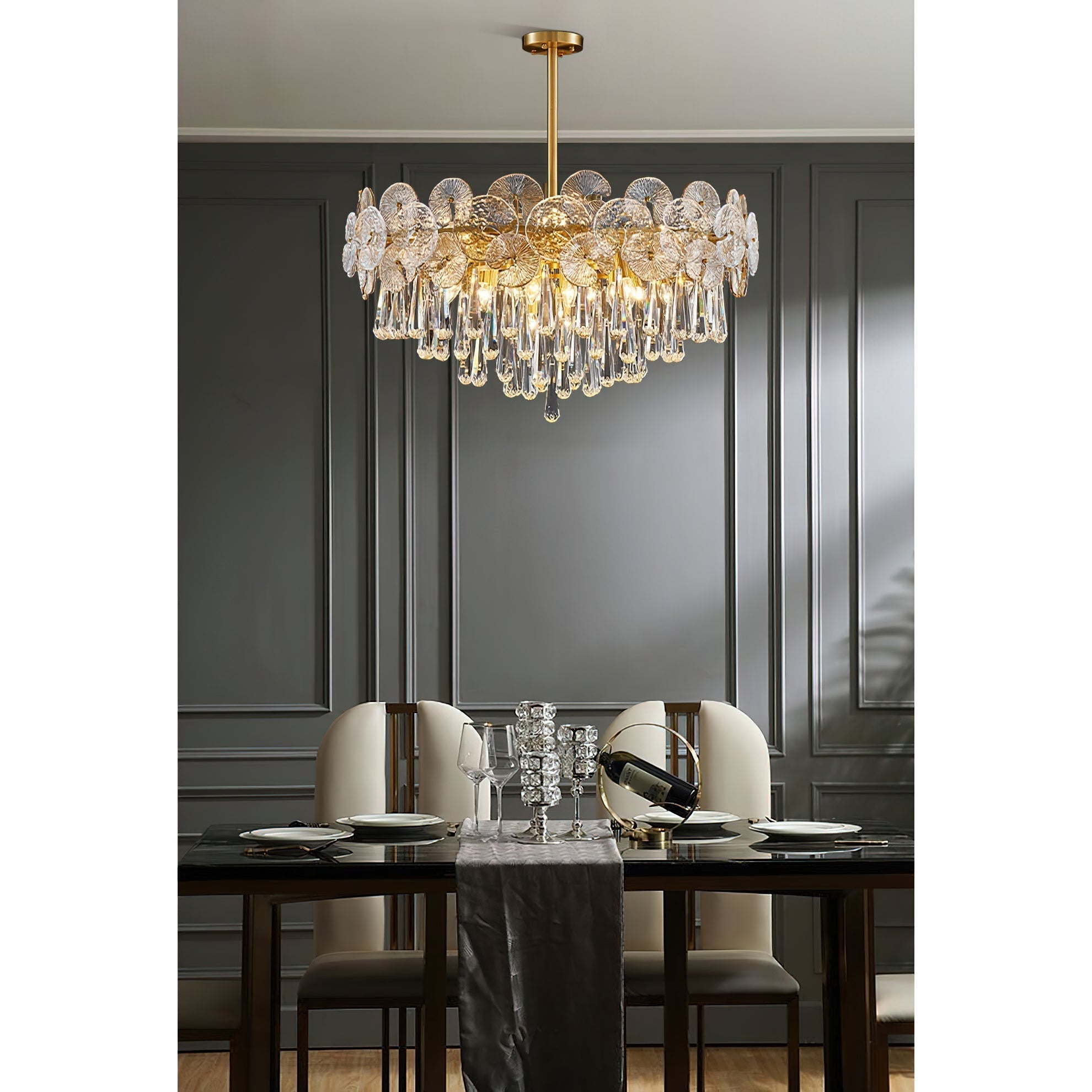 Caeluvyo Postmodern Luxury Elegance Crystal Chandelier - Lamp Copper
