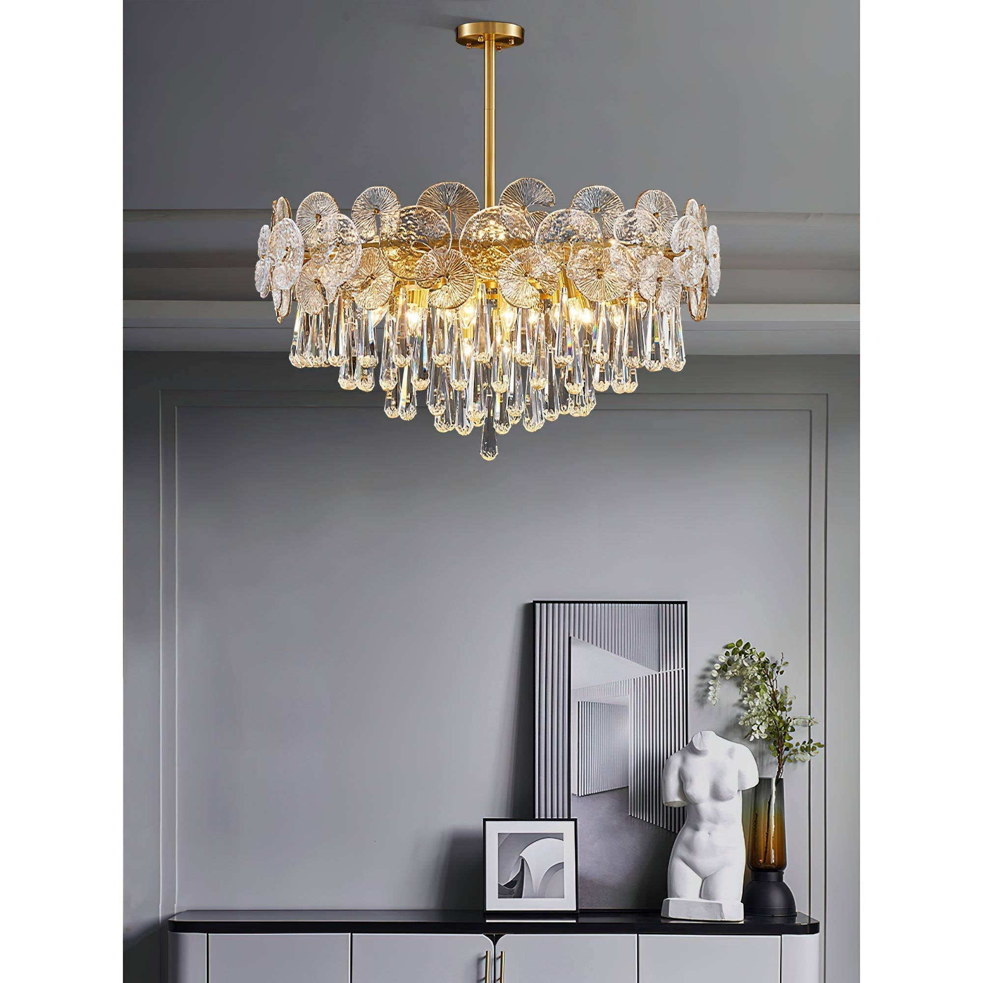 Caeluvyo Postmodern Luxury Elegance Crystal Chandelier - Lamp Copper
