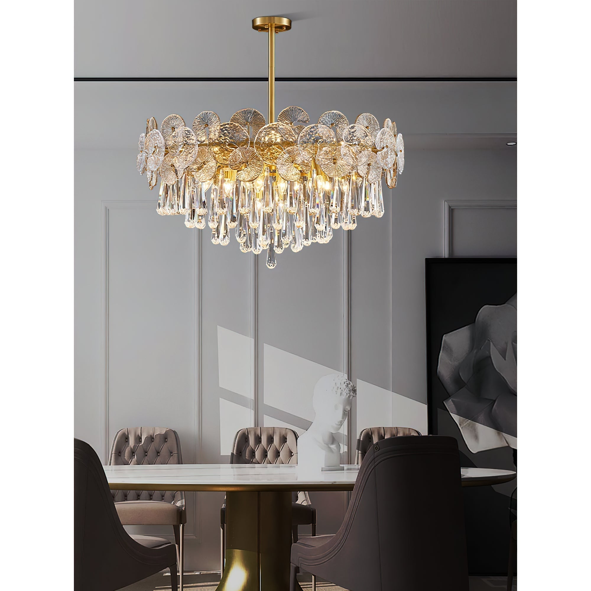 Caeluvyo Postmodern Luxury Elegance Crystal Chandelier - Lamp Copper