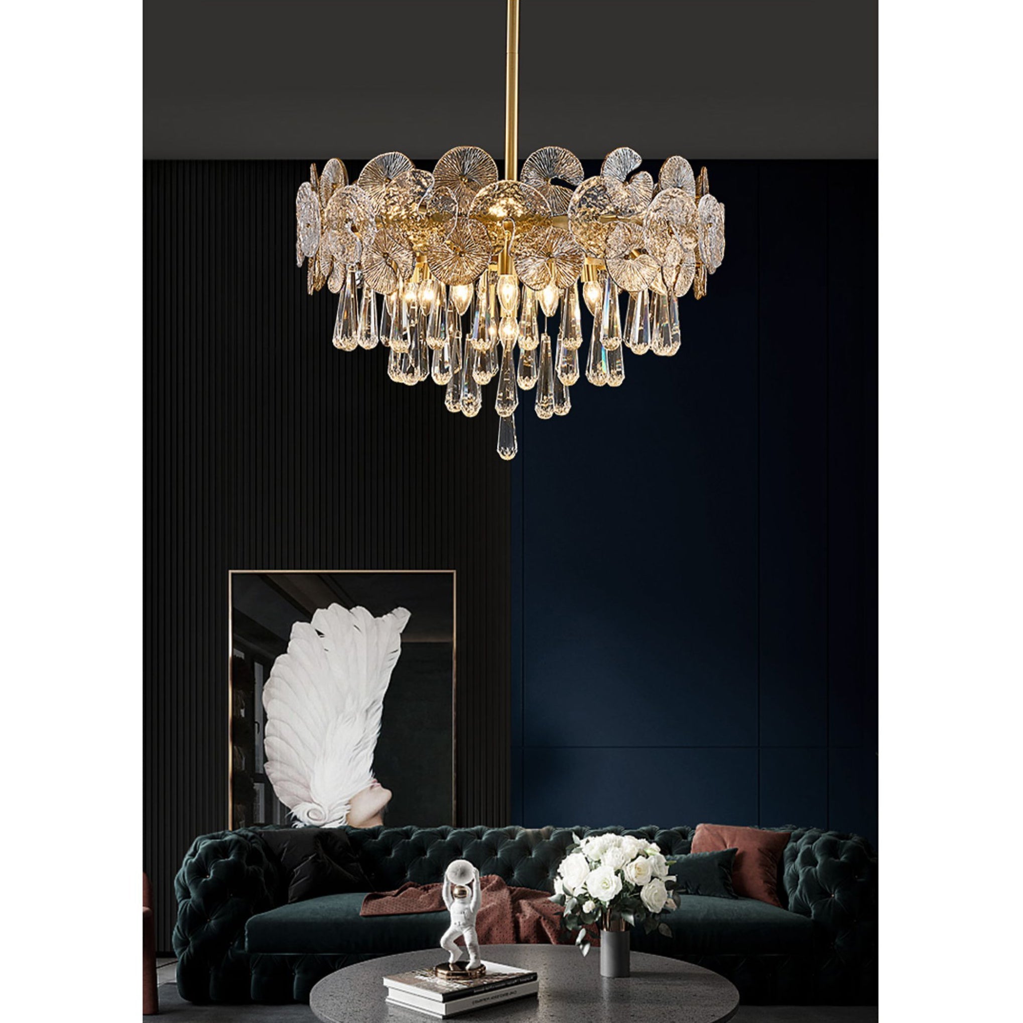 Caeluvyo Postmodern Luxury Elegance Crystal Chandelier - Lamp Copper