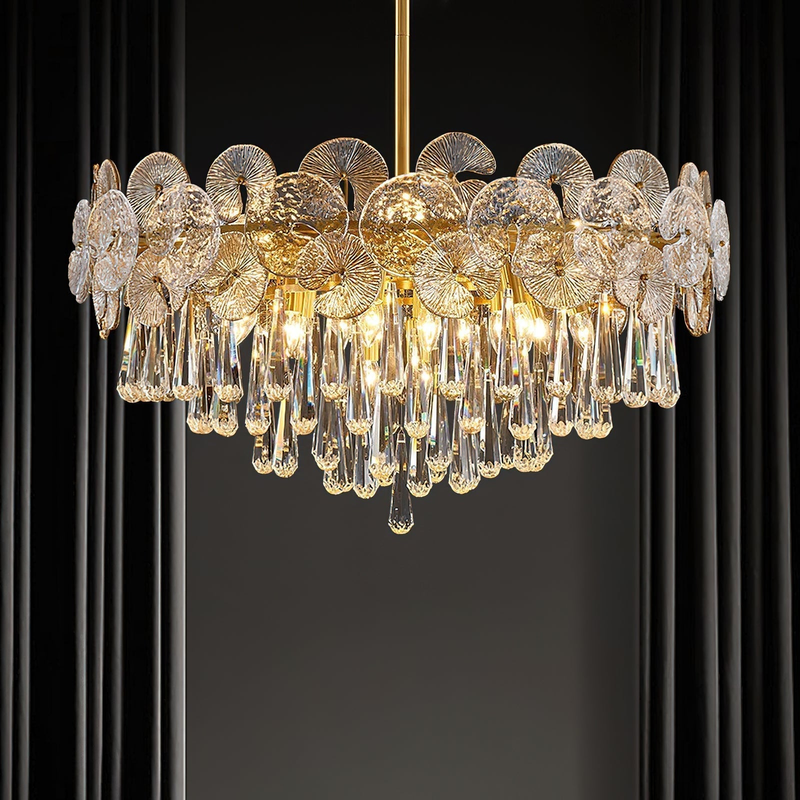 Caeluvyo Postmodern Luxury Elegance Crystal Chandelier - Lamp Copper