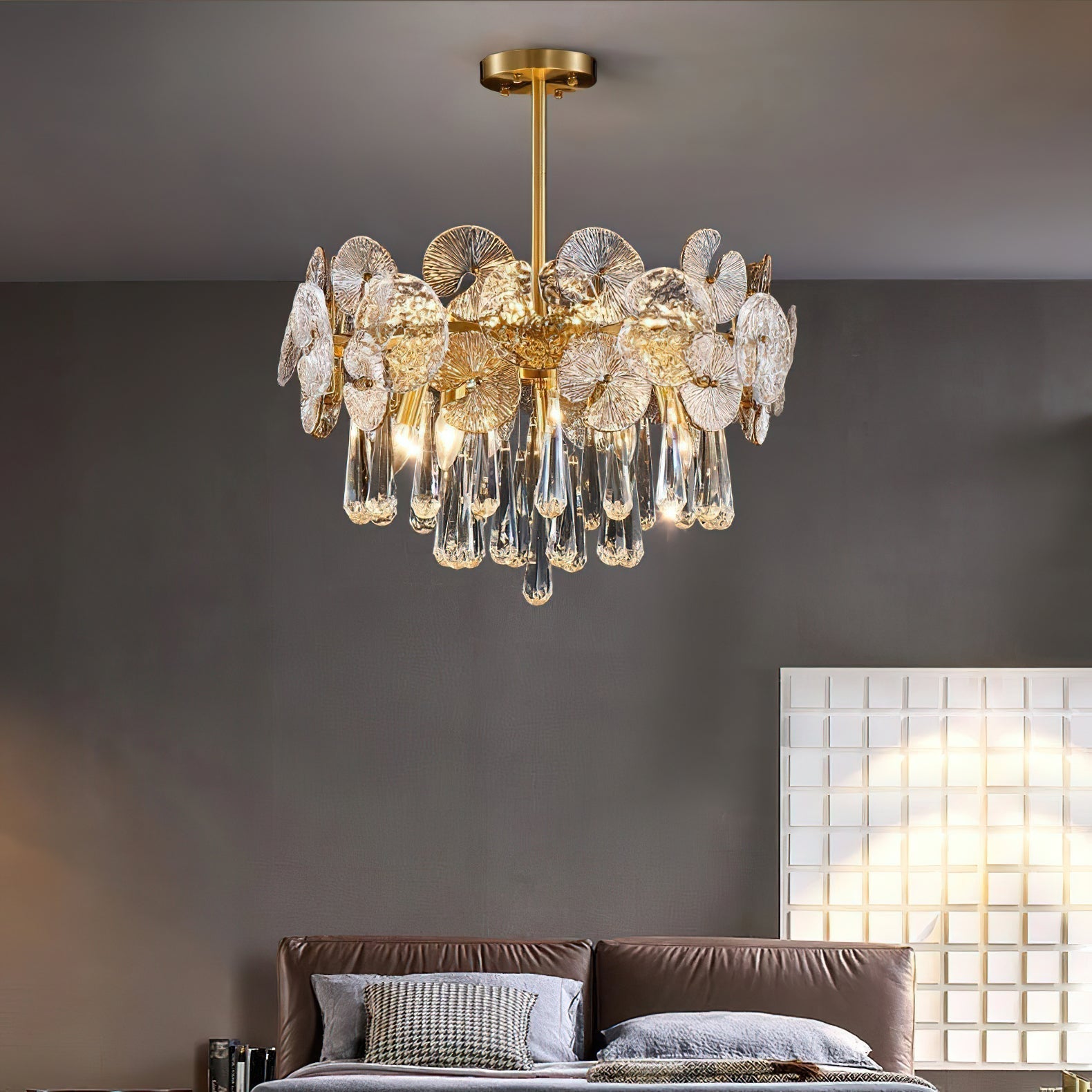 Caeluvyo Postmodern Luxury Elegance Crystal Chandelier - Lamp Copper