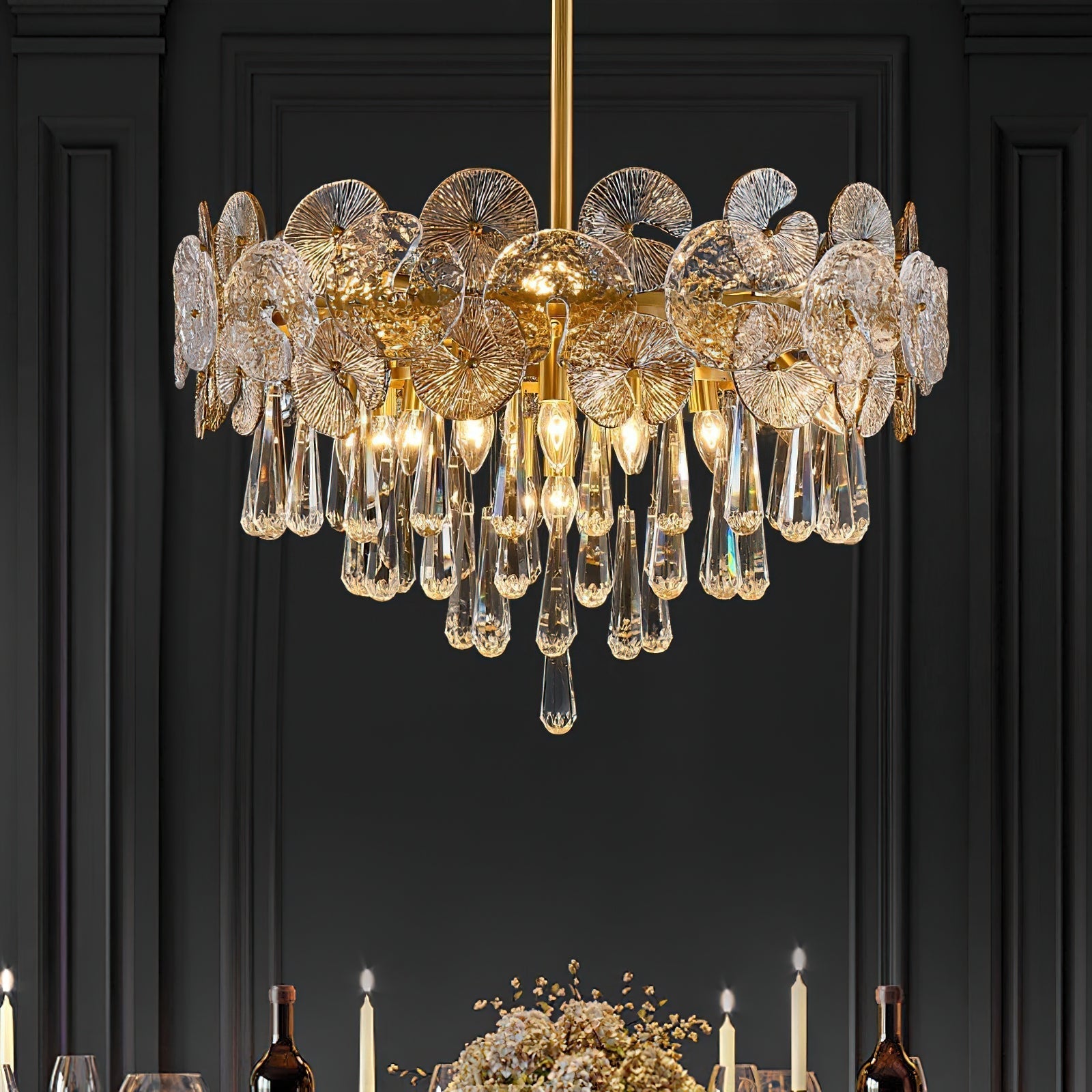 Caeluvyo Postmodern Luxury Elegance Crystal Chandelier - Lamp Copper