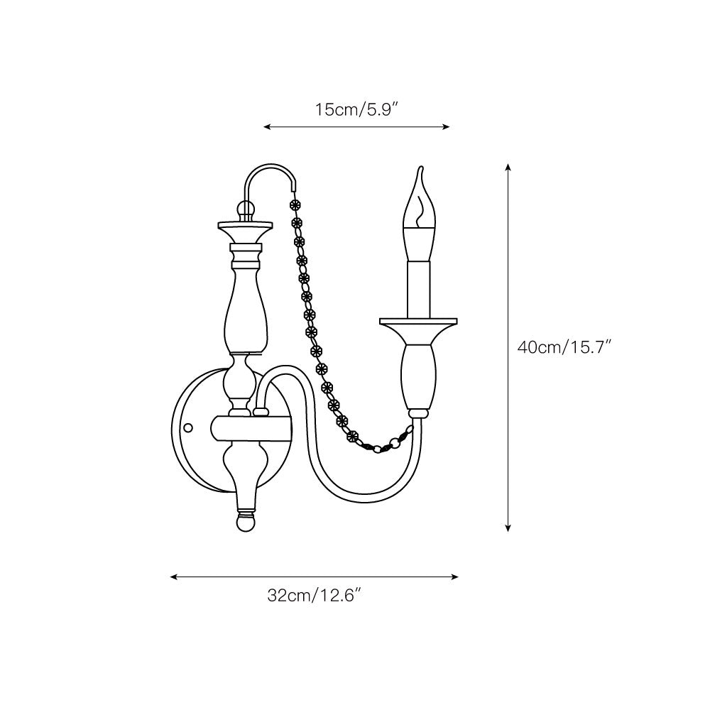 Jarnbruvys Traditionnel Bougie Métal Cristal Applique Murale - Neutralighting